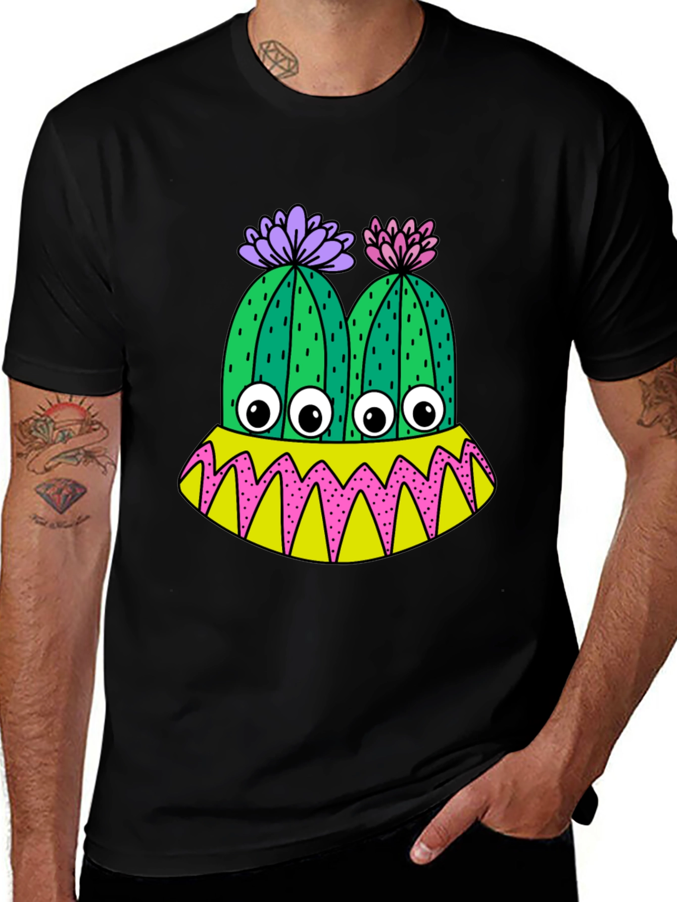Variant 17 of Cactus Monster Graphic T-Shirt - Funny Eye-Catching Design