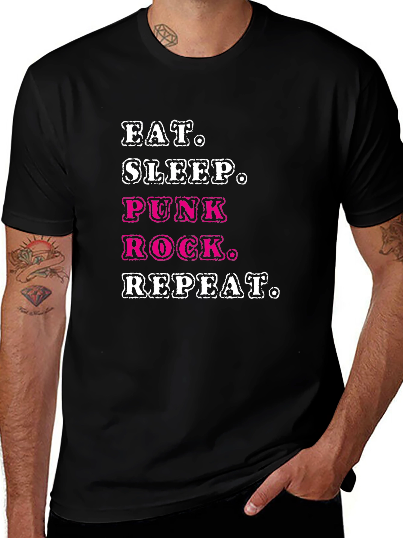 Variant 5 of Eat Sleep Punk Rock Repeat Graphic Tee - Black