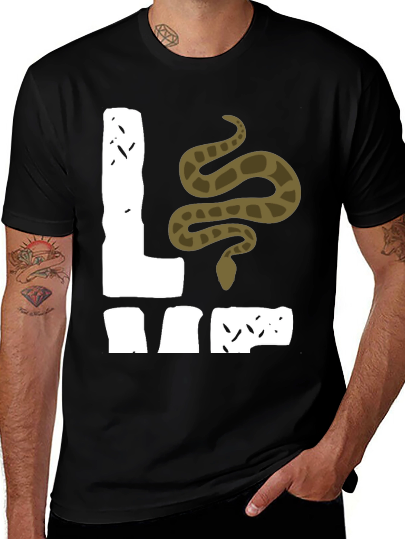 Variant 15 of Snakes and Letters Black T-Shirt