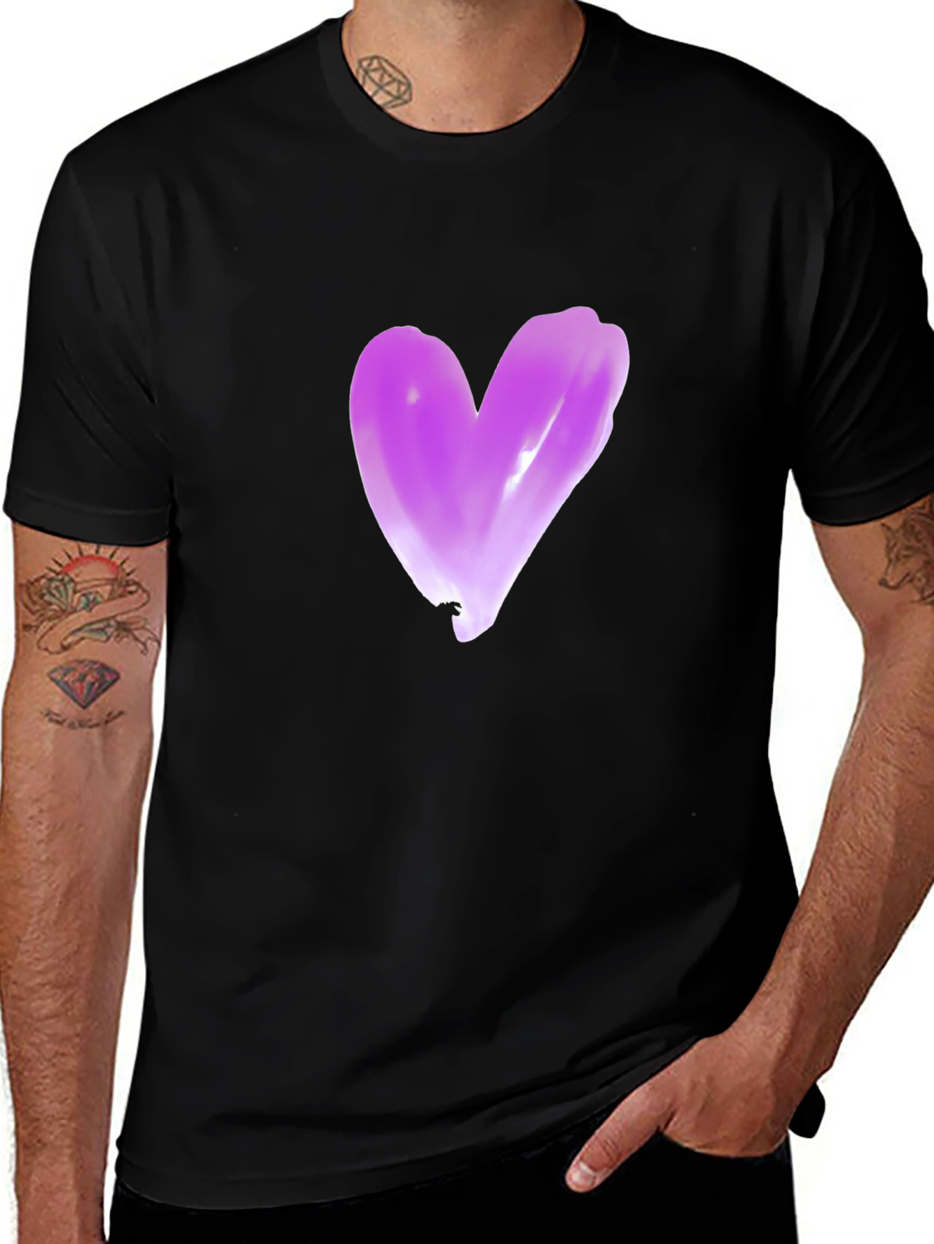 Variant 30 of Heart Graphic Tee - Casual Black T-Shirt