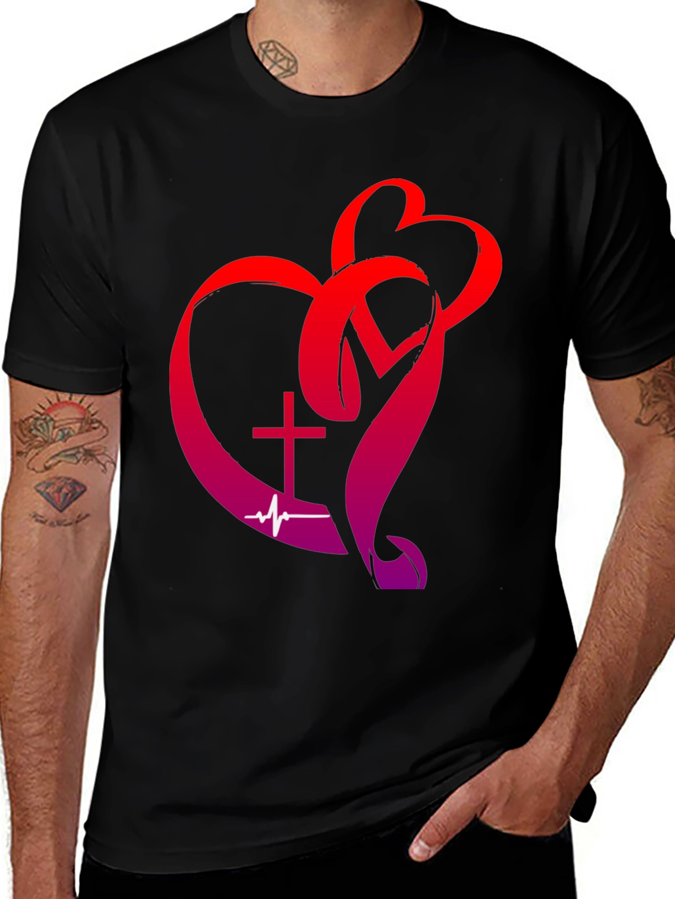 Variant 22 of Heartbeat Cross Graphic Tee