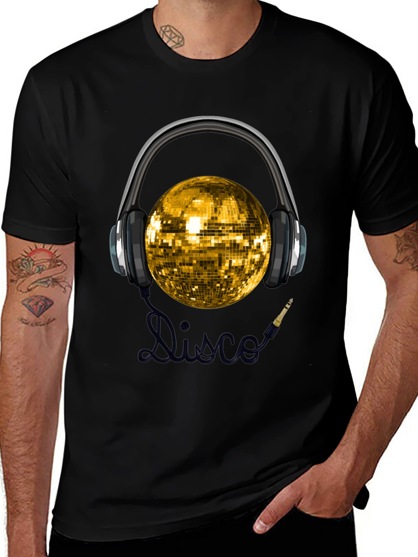 Variant 3 of Disco Ball Headphones Graphic T-Shirt - Party Ready!