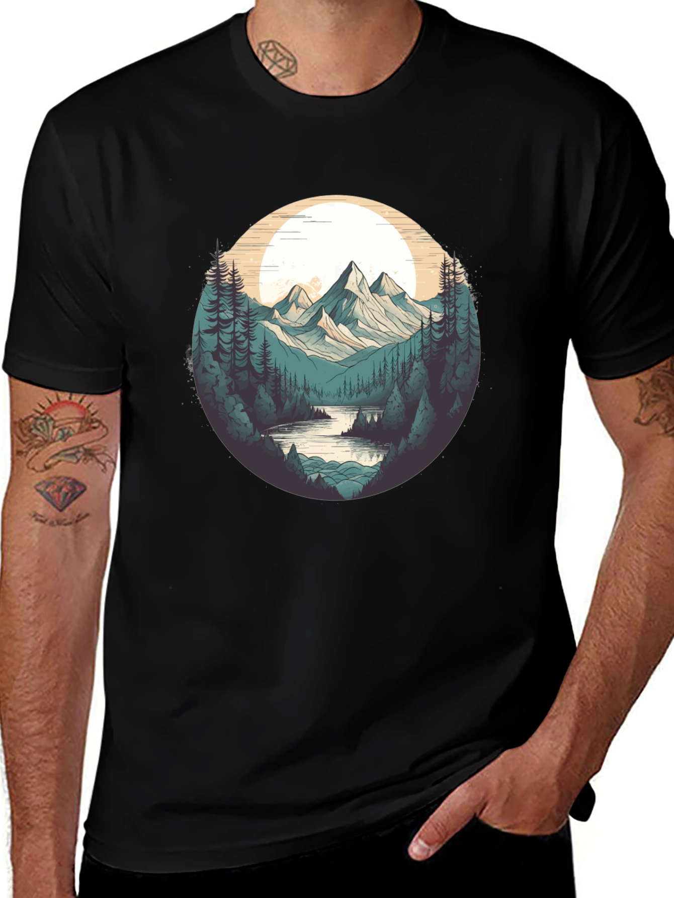 Variant 28 of Nature's Embrace Tee - Mountain & River Design
