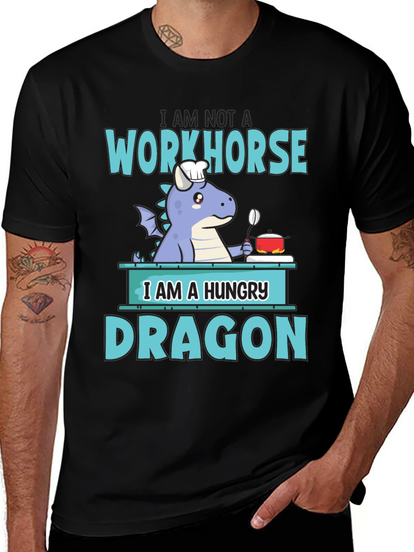 Variant 28 of Hungry Dragon Chef T-Shirt Funny Novelty Graphic Tee