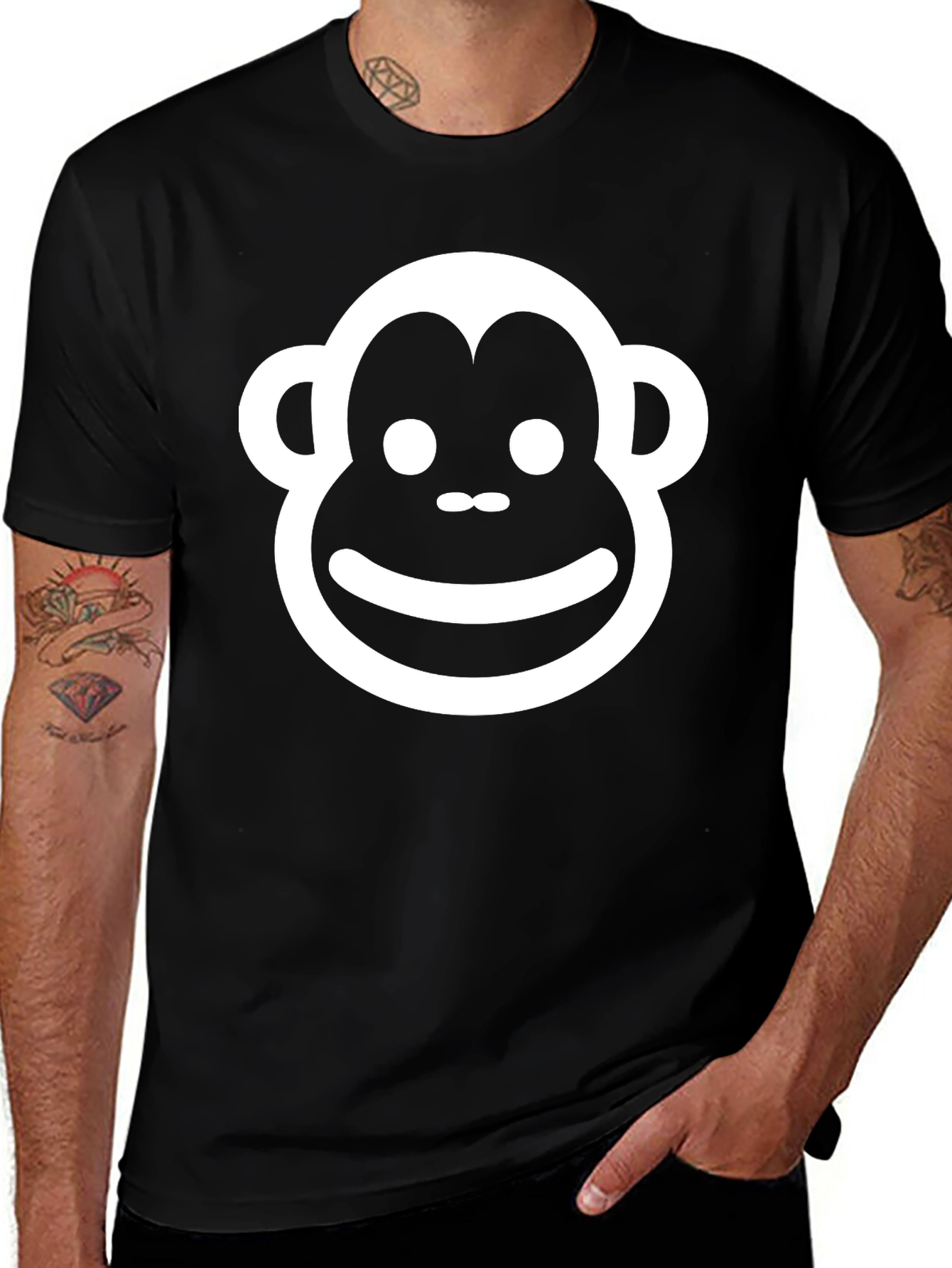 Variant 24 of Monkey Face Graphic Tee - Classic Black T-Shirt