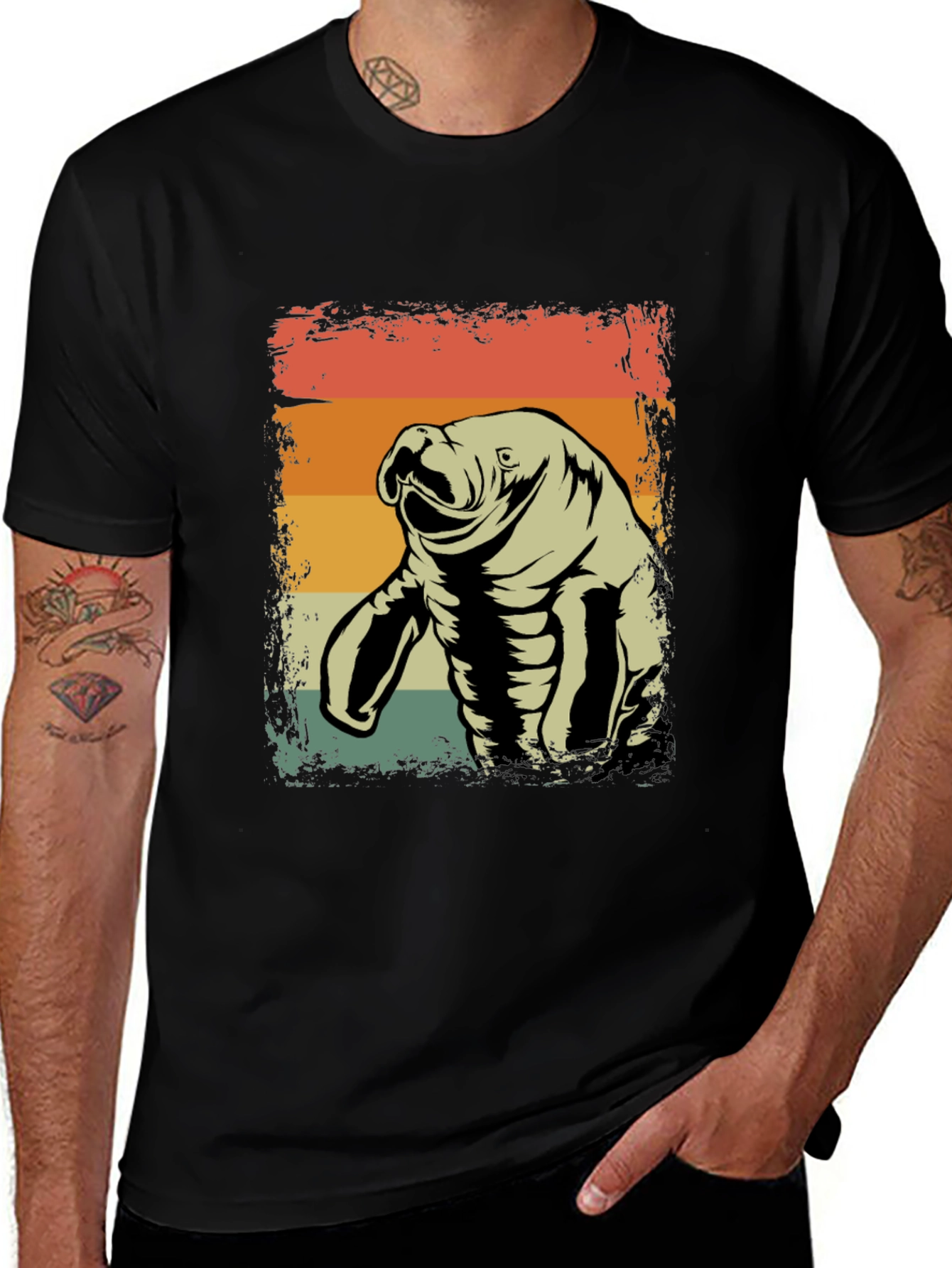Variant 22 of Retro Manatee Graphic Tee - Vintage Style Comfort