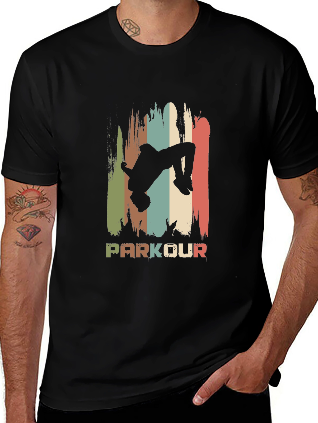 Variant 25 of Parkour Retro Style Black T-Shirt