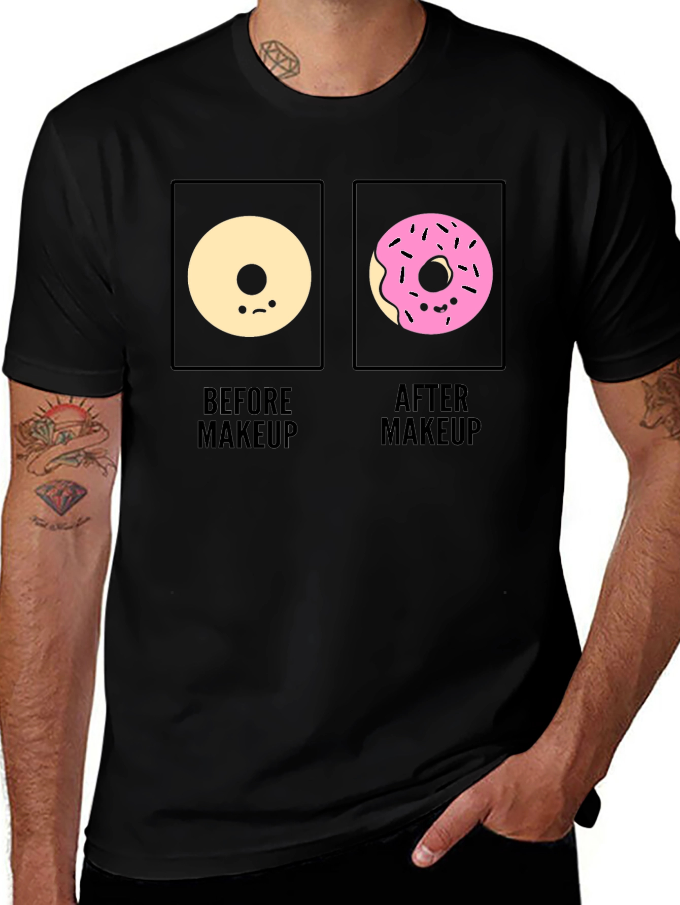 Before and After Makeup Doughnut T-Shirt