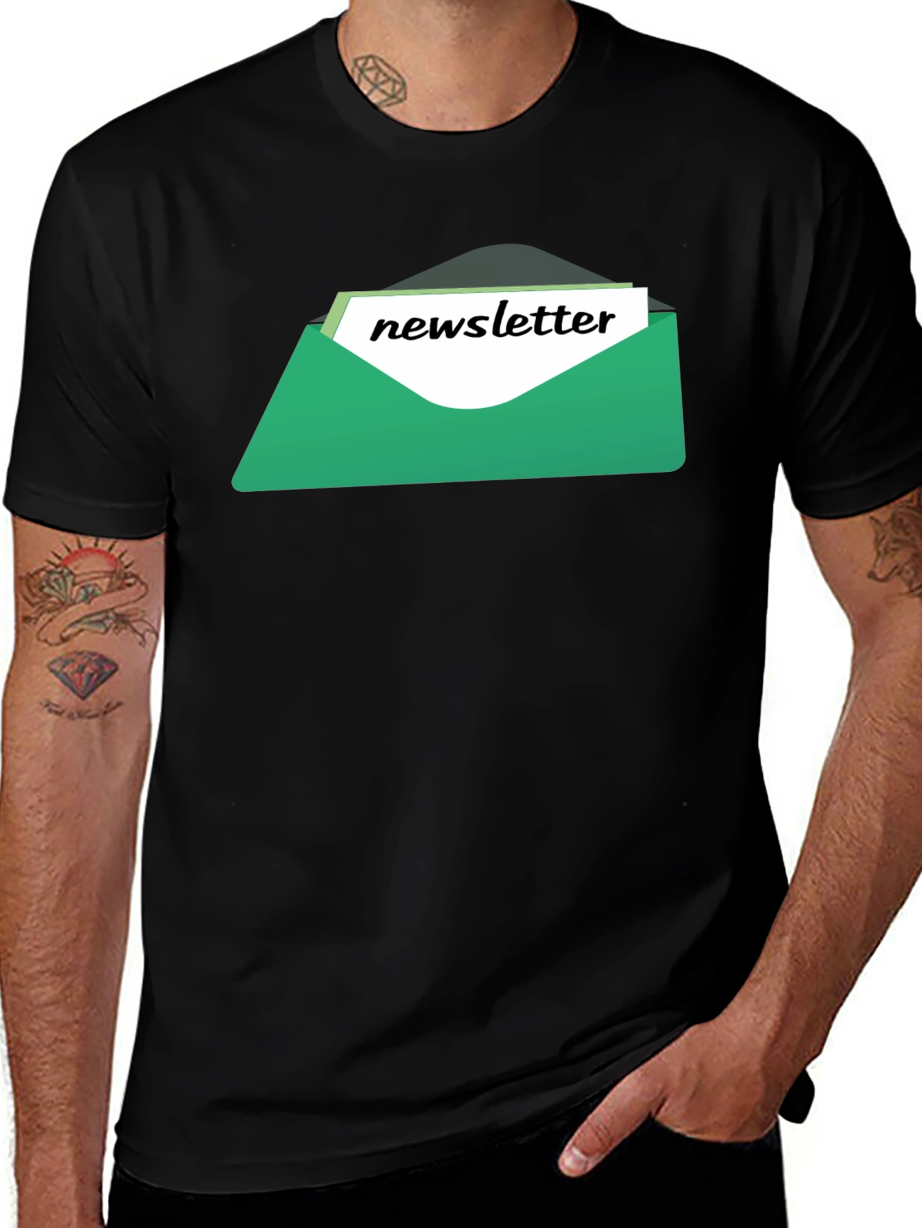 Newsletter Graphic Tee - Black Cotton T-Shirt