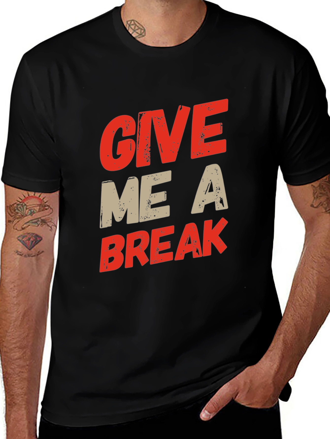 Give Me A Break Graphic Tee - Black Cotton T-Shirt