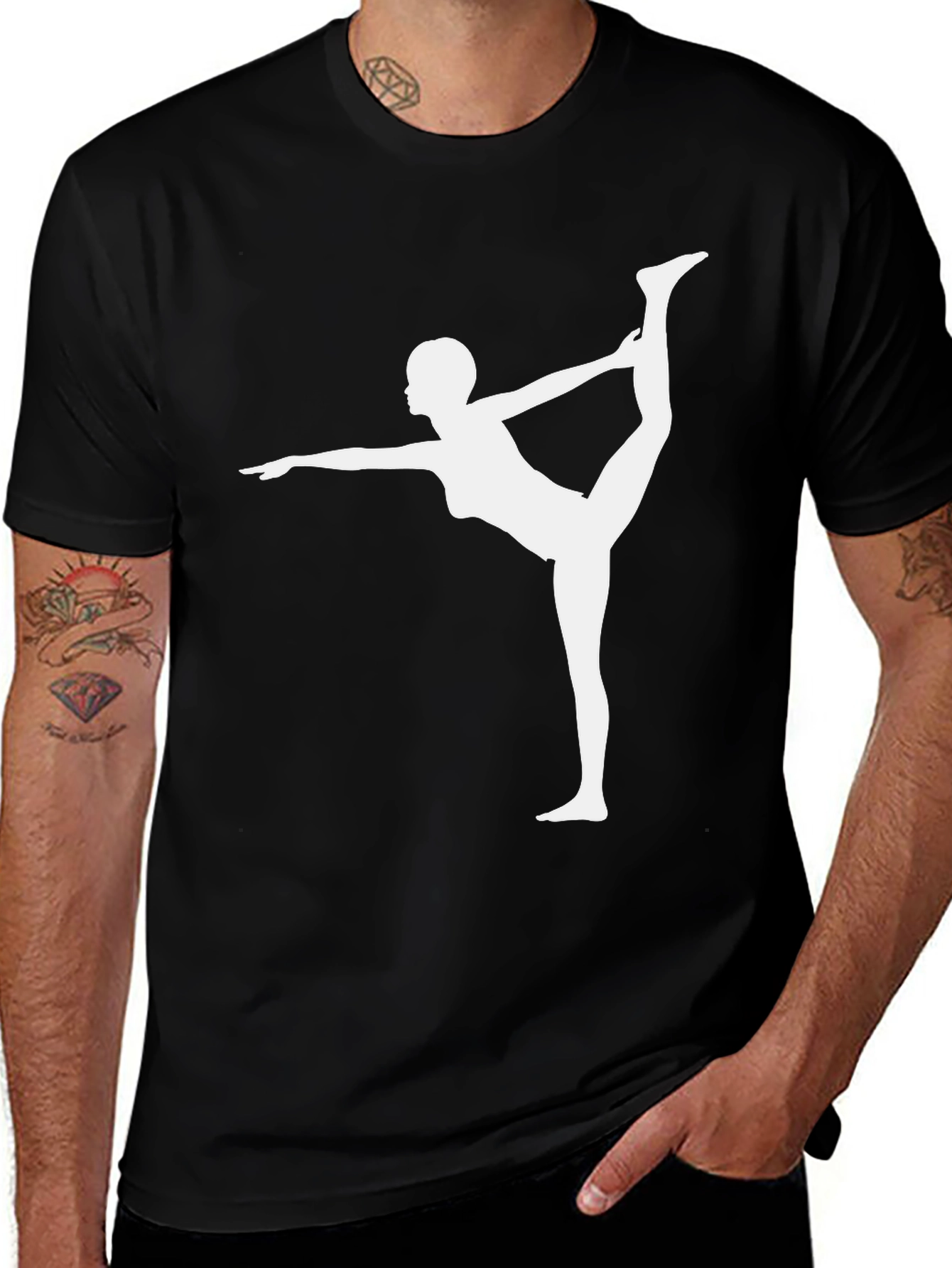 Variant 10 of Yoga Pose Graphic Tee - Black Cotton Blend