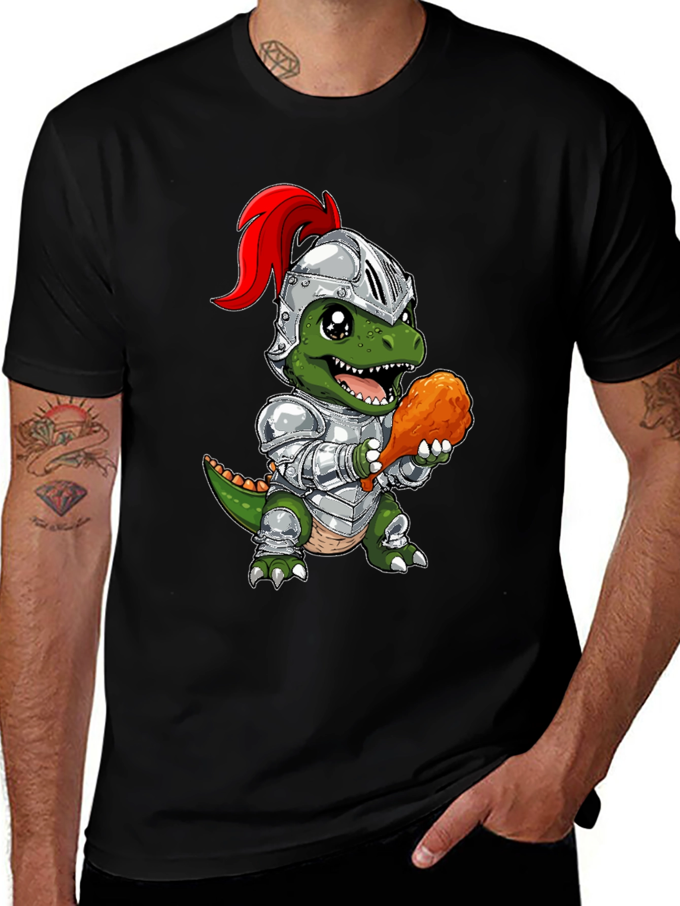 Variant 13 of Dino Knight Chicken Leg T-Shirt
