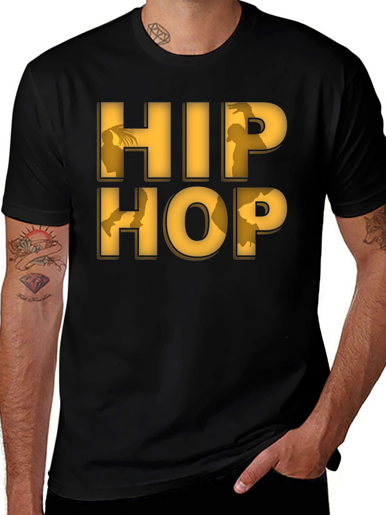 Variant 30 of Hip Hop Graphic Black T-Shirt