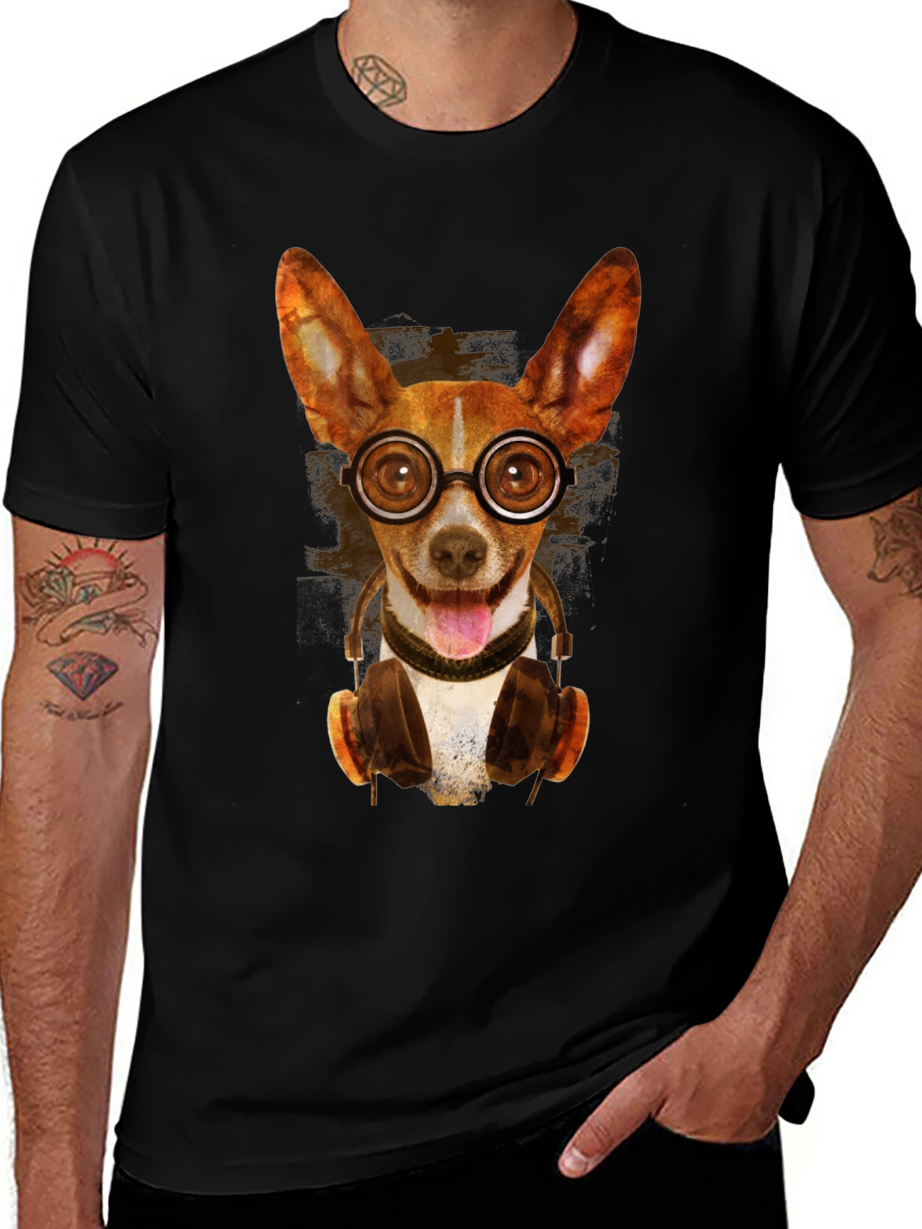 Variant 23 of Dog with Glasses & Headphones Graphic Tee