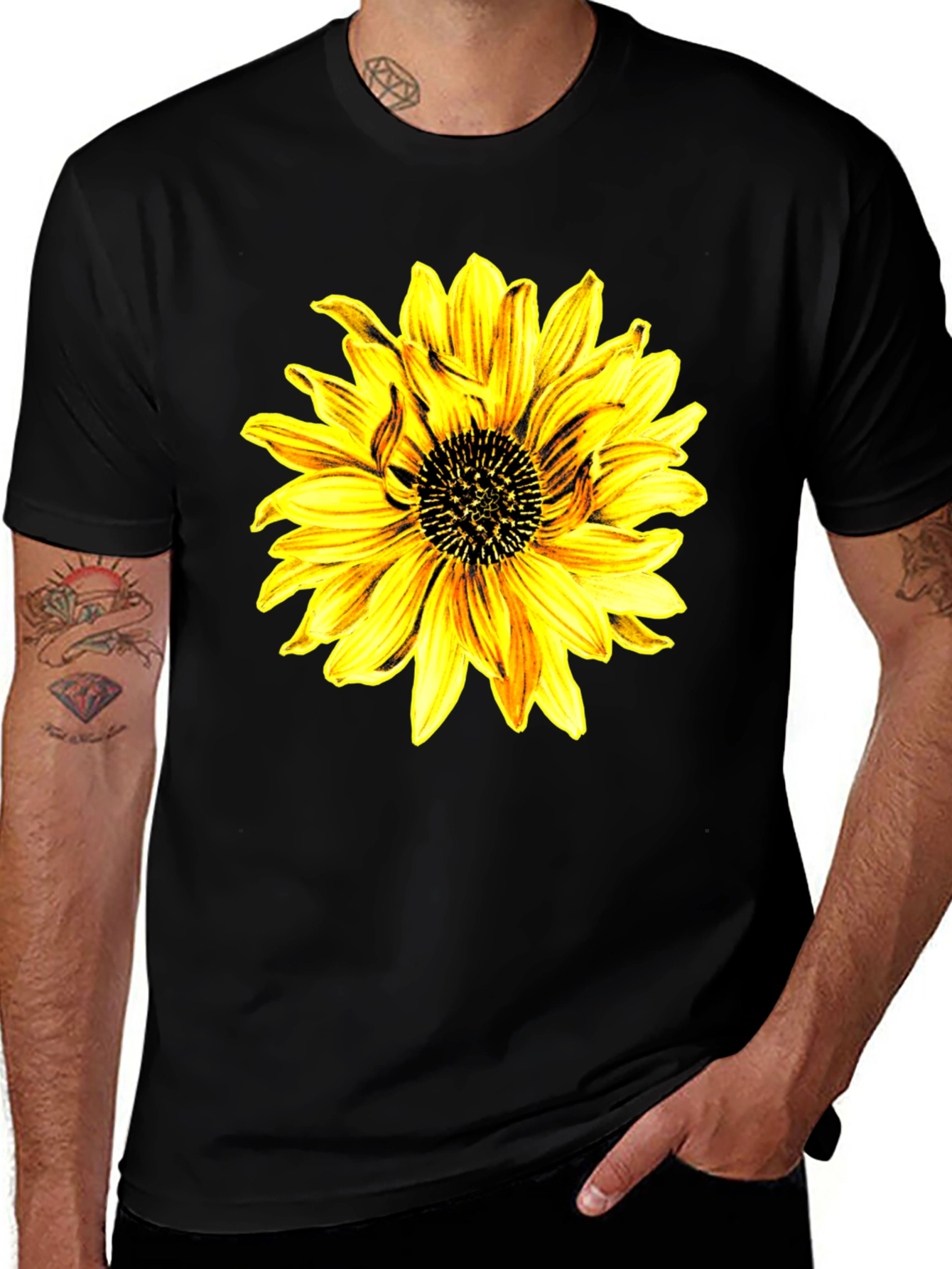 Variant 25 of Sunflower Graphic Print Black T-Shirt