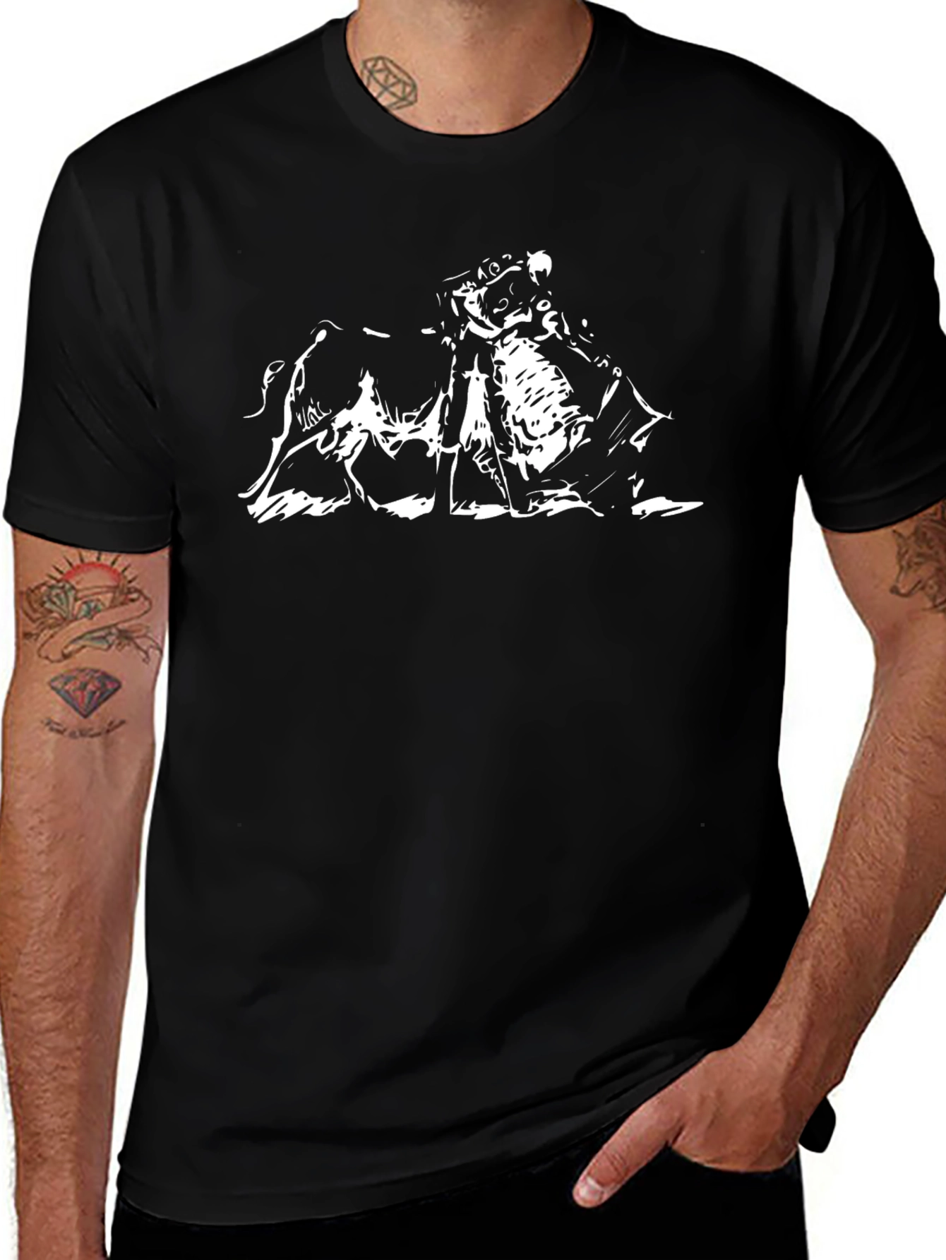 Variant 24 of Black T-Shirt with Bullfight Graphic