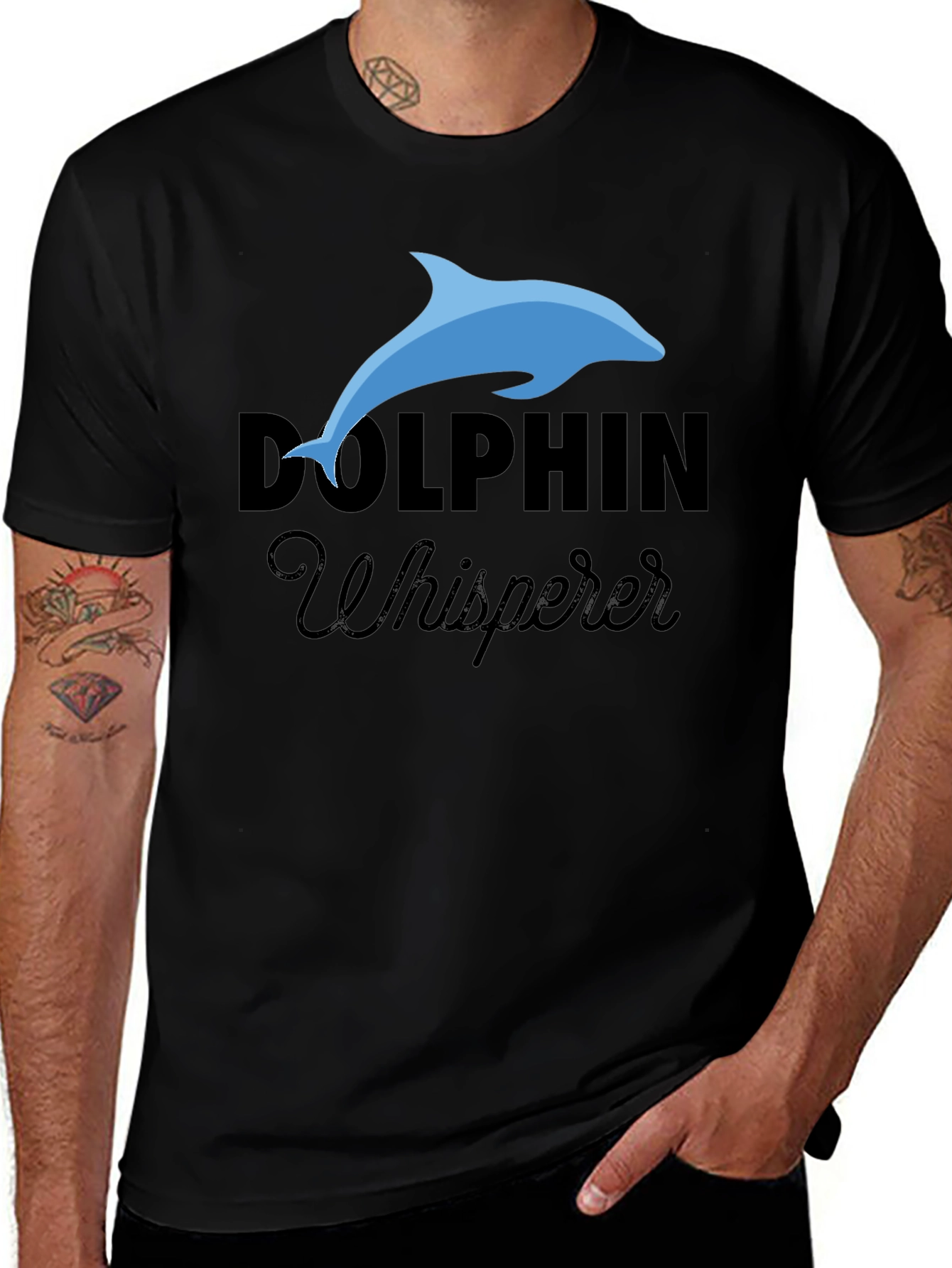 Dolphin Whisperer Graphic T-Shirt - Black
