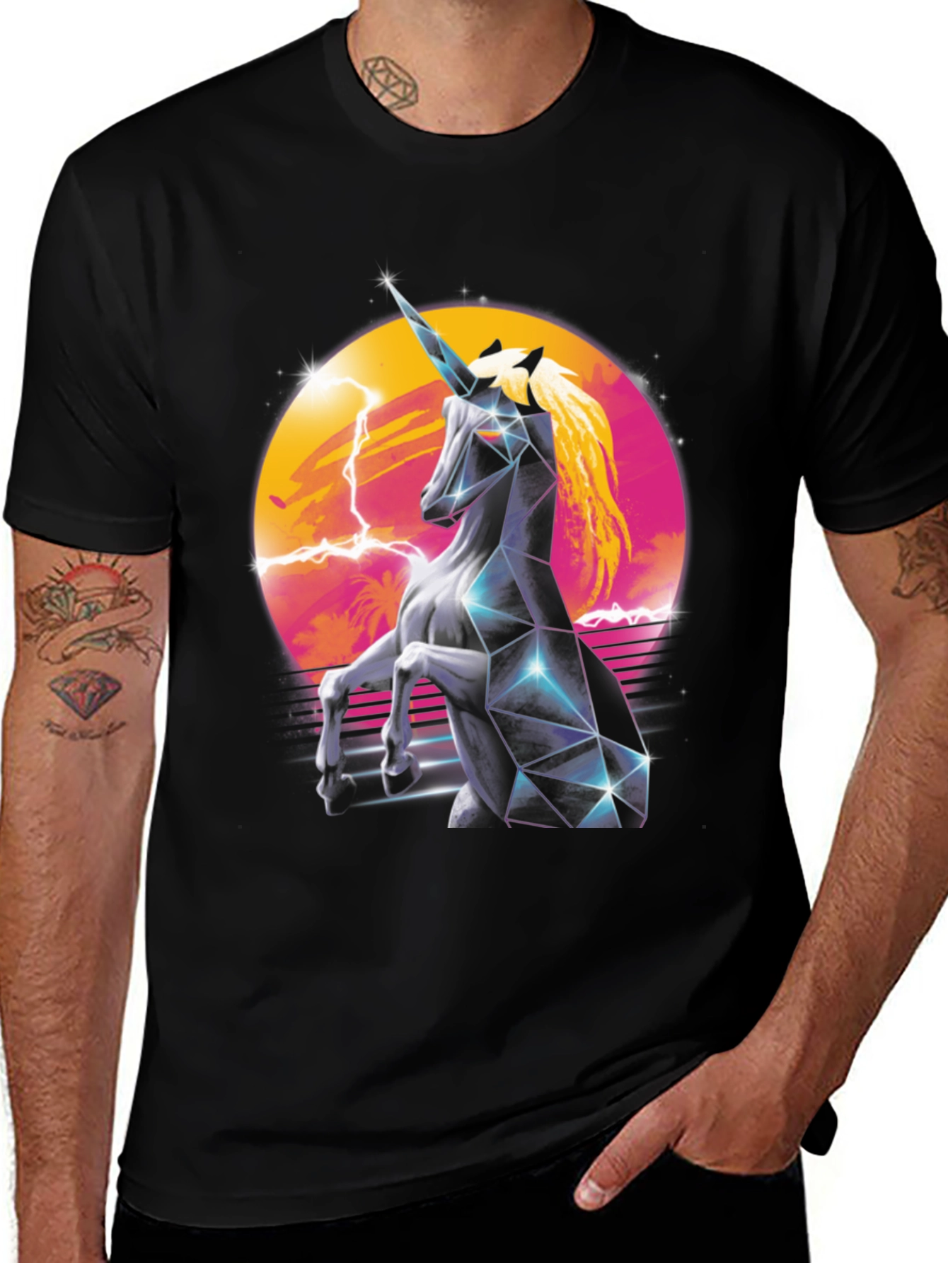 Variant 17 of Retro Unicorn T-Shirt - Geometric Design