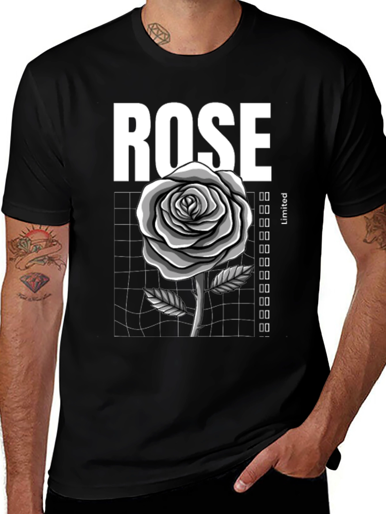 Variant 15 of Rose Graphic Tee - Stylish Black T-Shirt