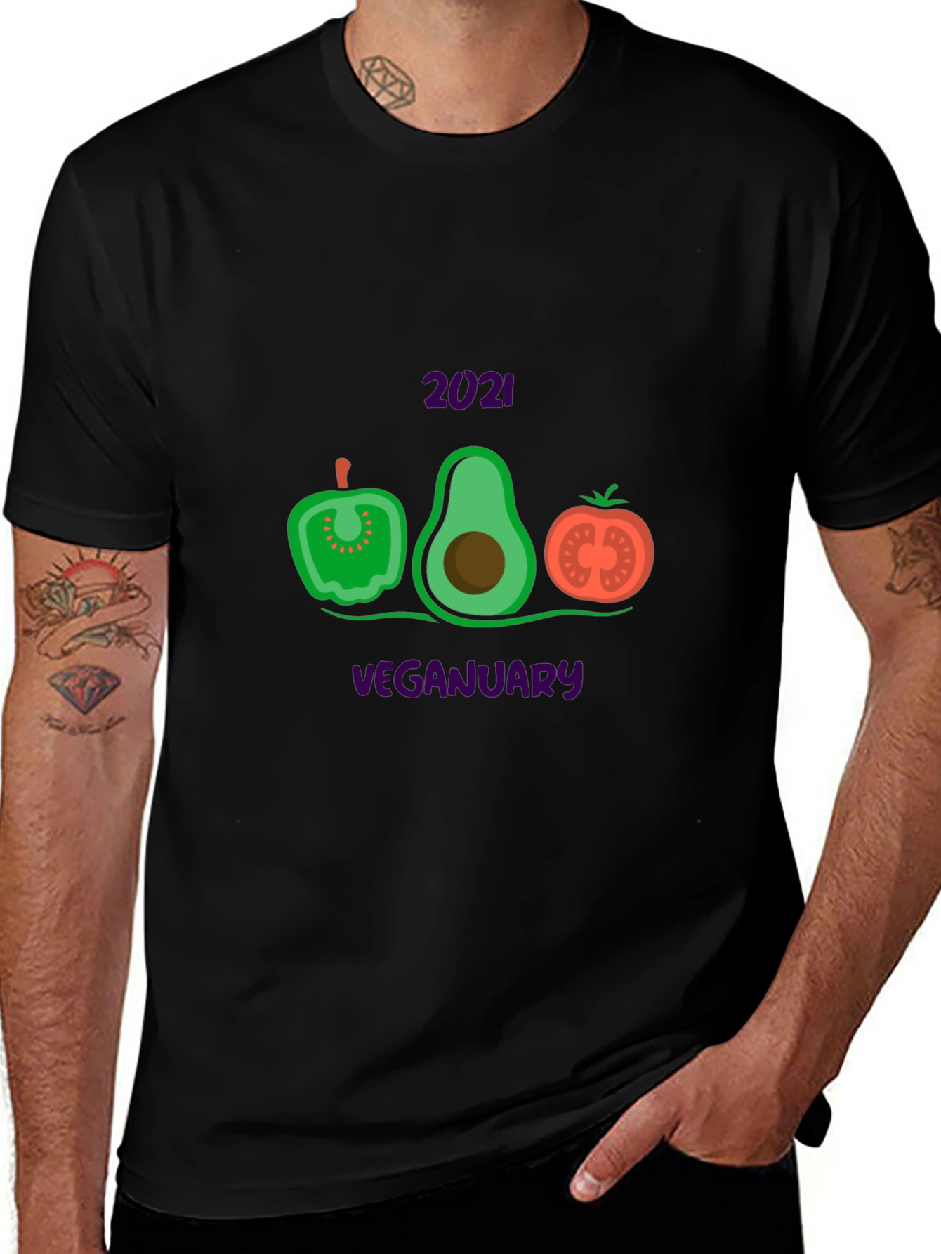 Veganuary T-Shirt with Vegetable Design