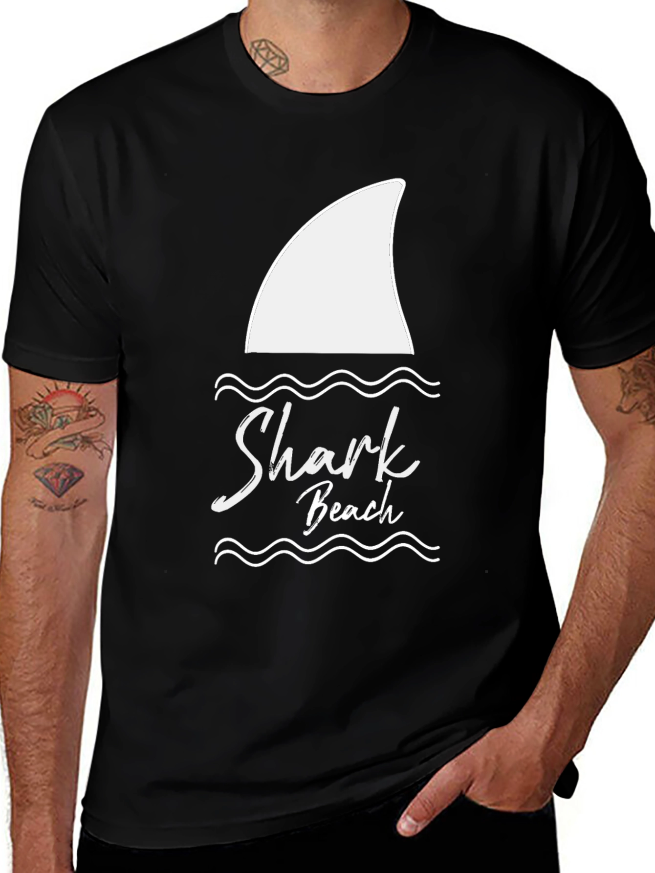 Shark Beach Graphic Tee - Black