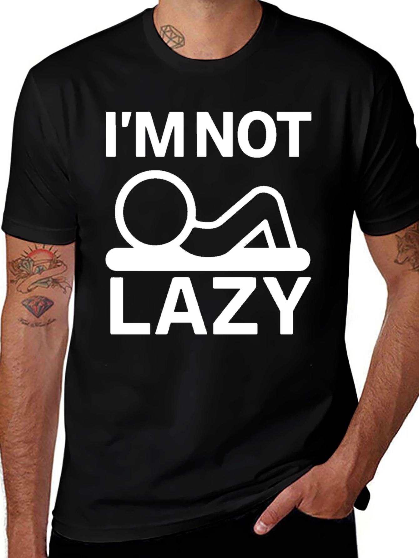 Variant 16 of I'm Not Lazy Graphic T-Shirt - Black