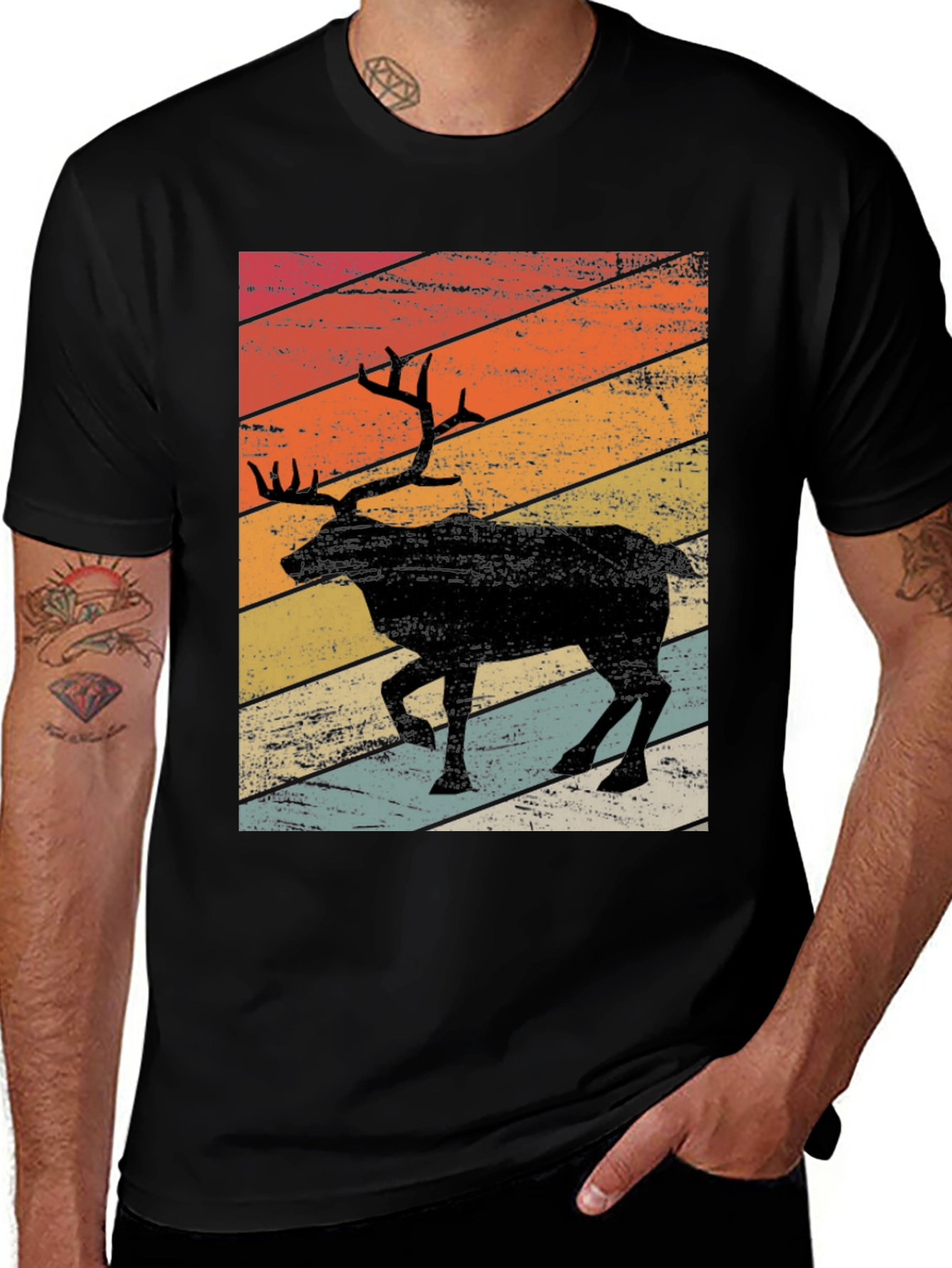 Variant 18 of Retro Deer Graphic Tee - Vintage Style T-Shirt