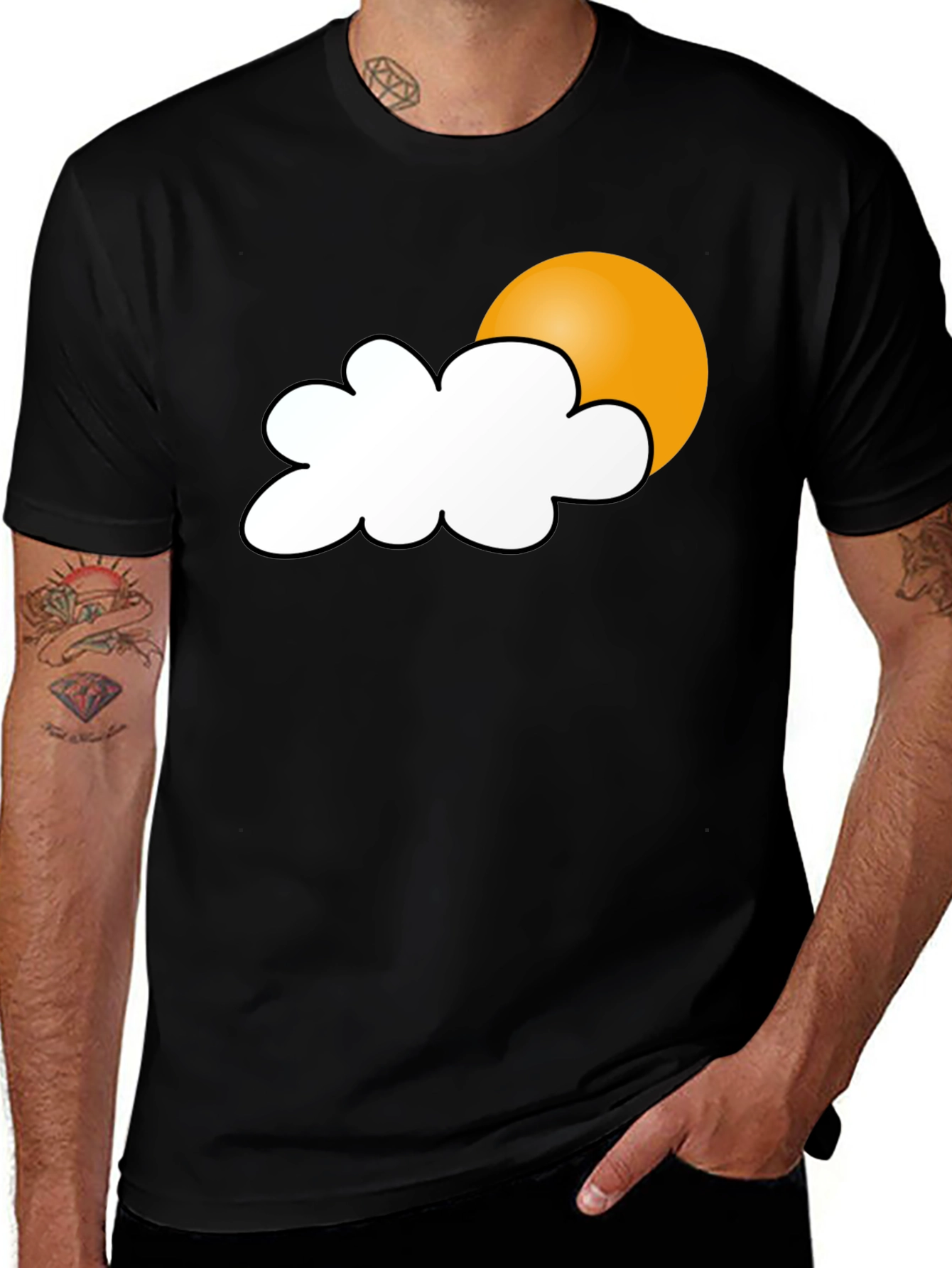 Variant 18 of Cloud and Sun Graphic Tee - Stylish Black T-Shirt