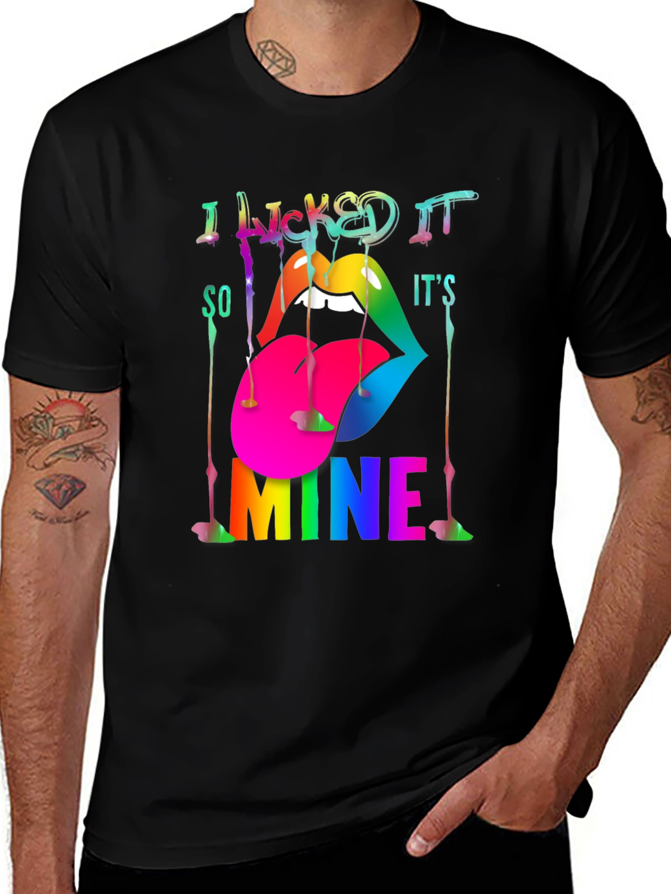 Variant 8 of I Licked It So It's Mine Rainbow Lips Graphic Tee