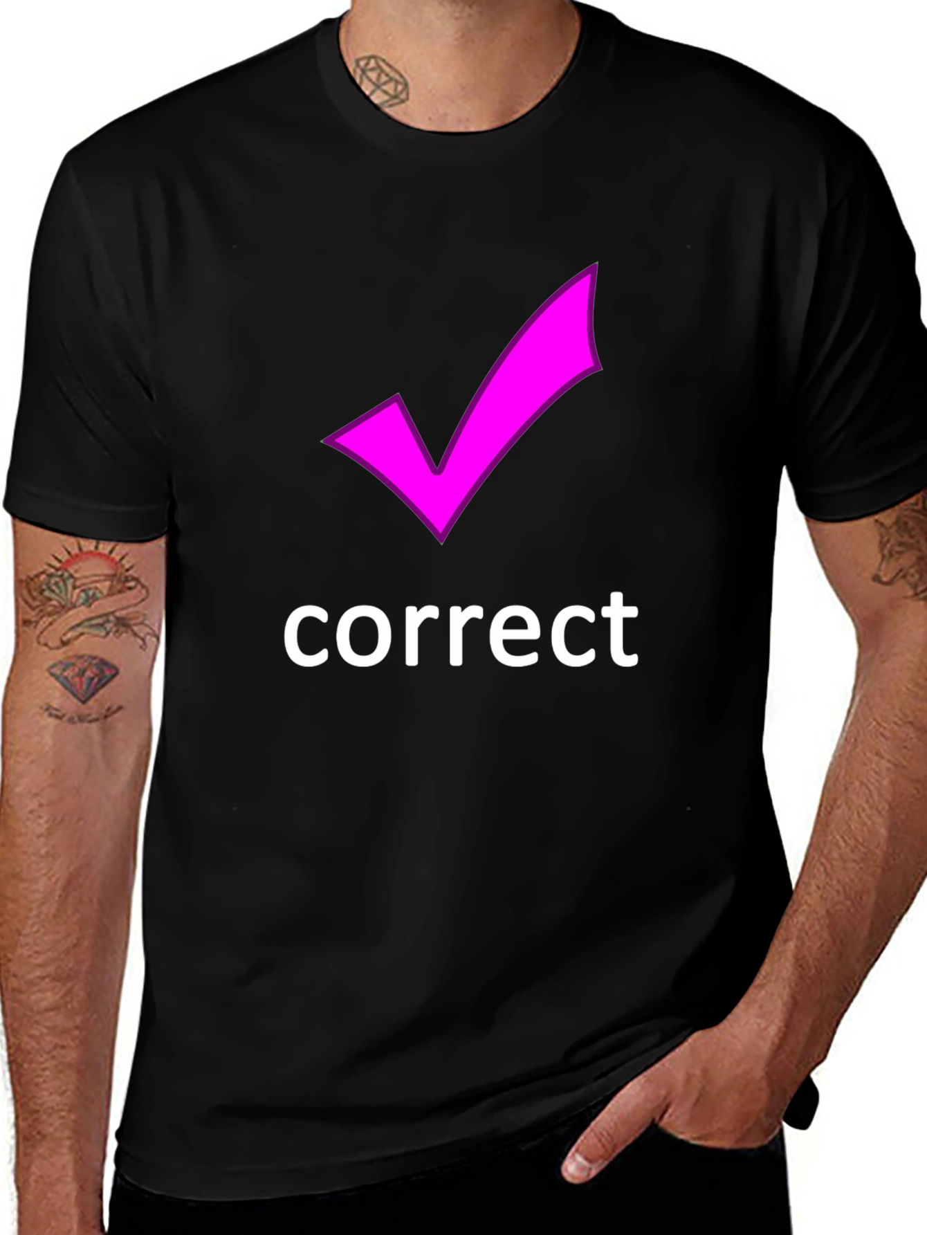Correct T-Shirt - Black with Tick Design