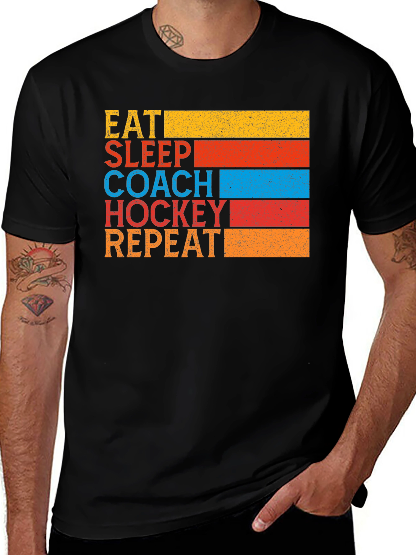 Variant 14 of Eat Sleep Coach Hockey Repeat Graphic Tee