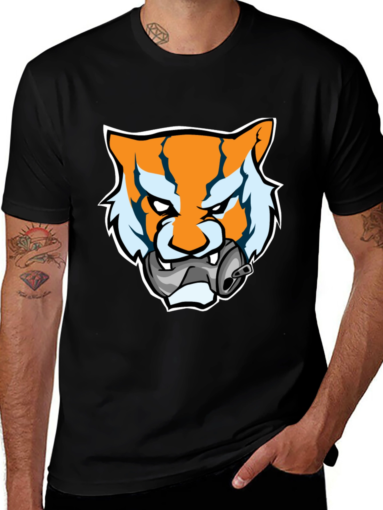Variant 11 of Tiger Mascot Graphic Tee - Black