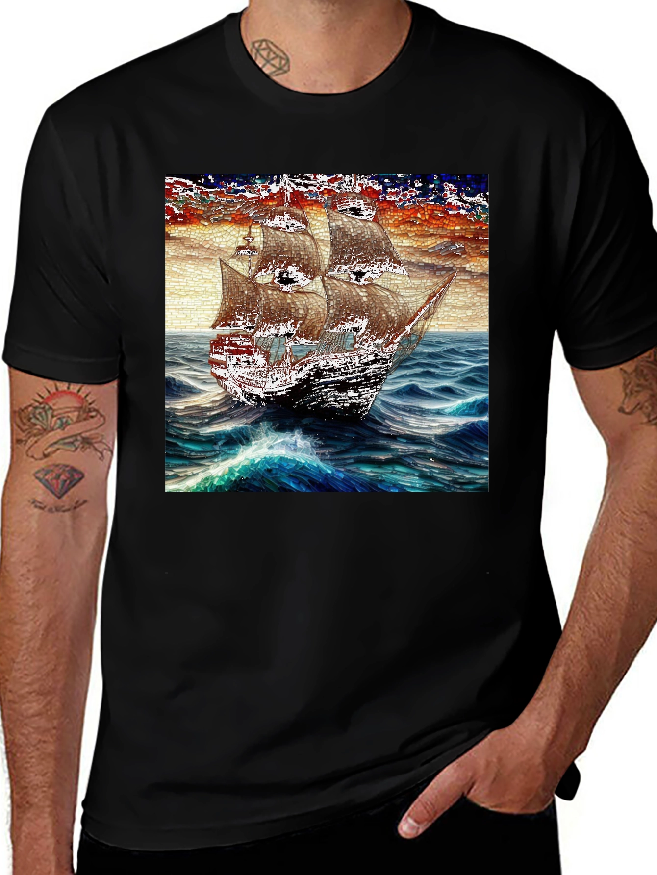 Variant 6 of Vintage Sailing Ship Graphic Tee