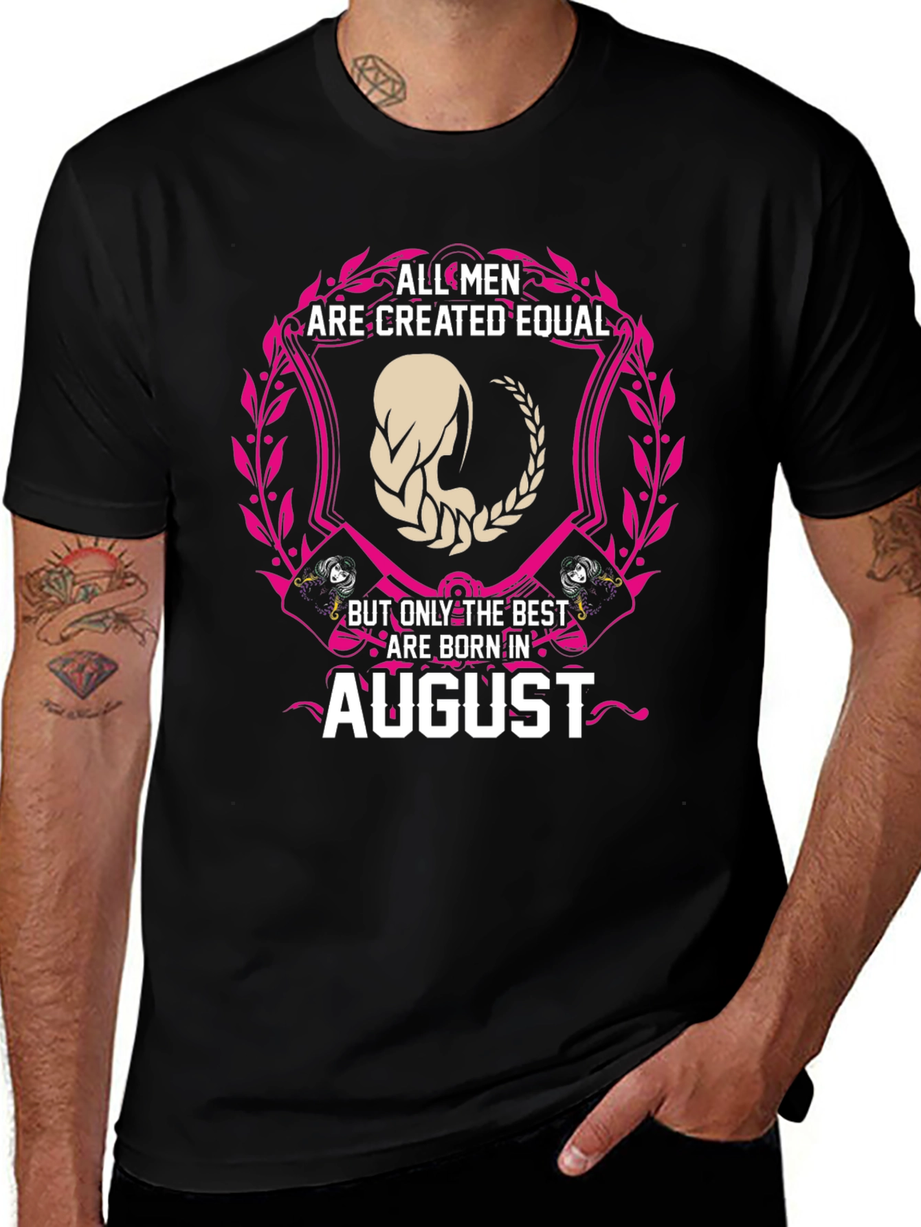 Black All Men Created Equal August Birthday T-Shirt main image