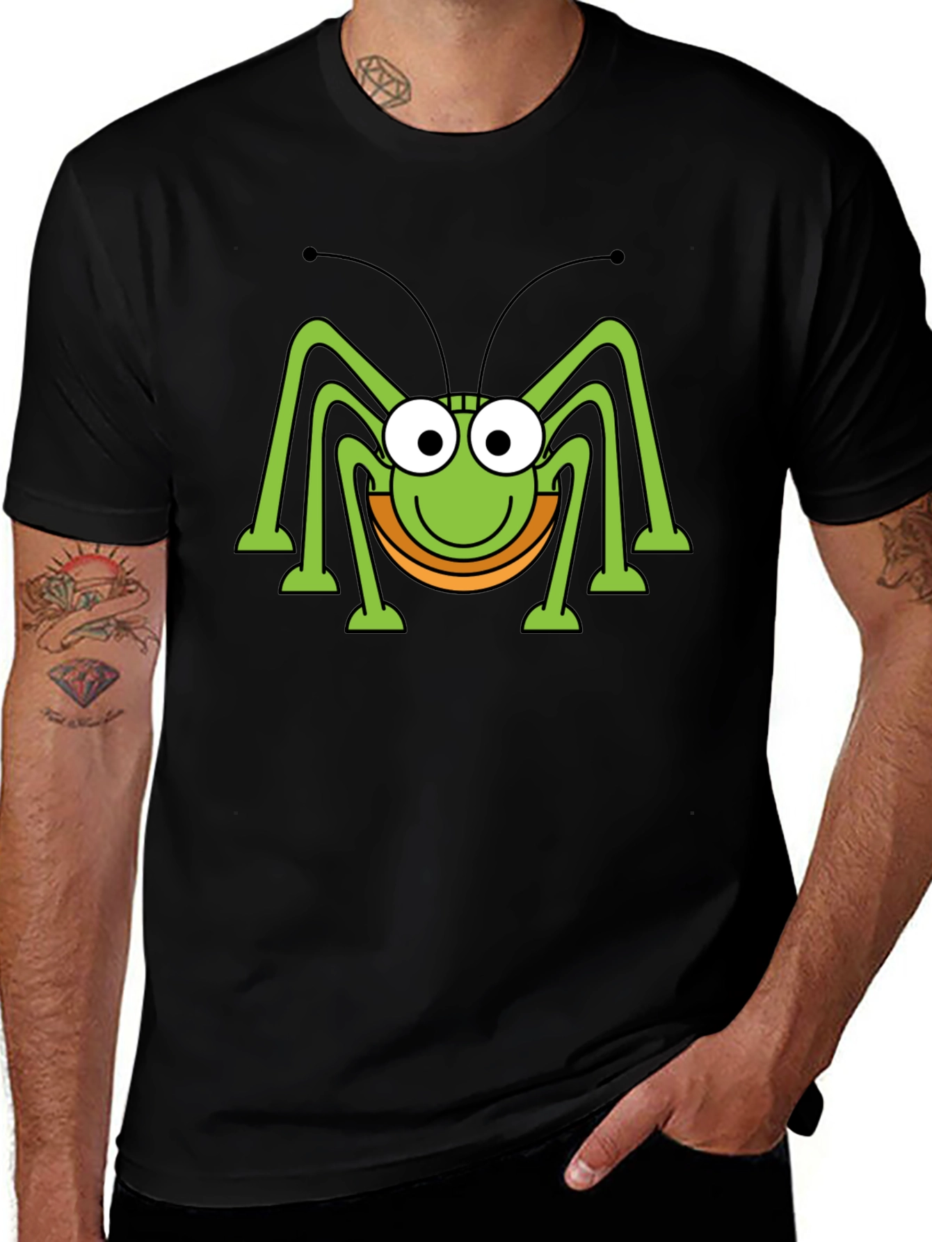 Variant 24 of Funny Bug Graphic T-Shirt - Black Cotton Tee