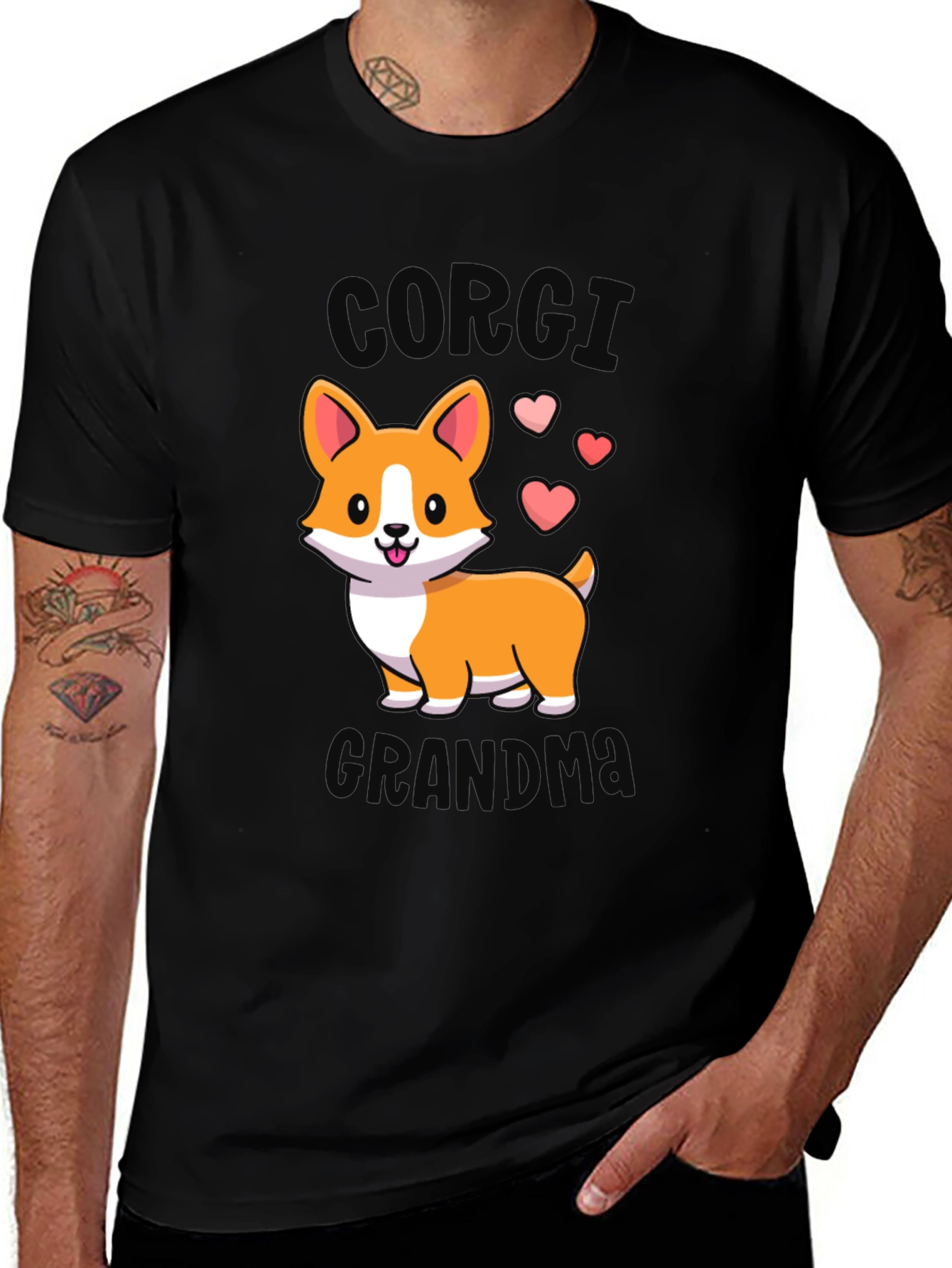 Variant 16 of Corgi Grandma Black T-Shirt