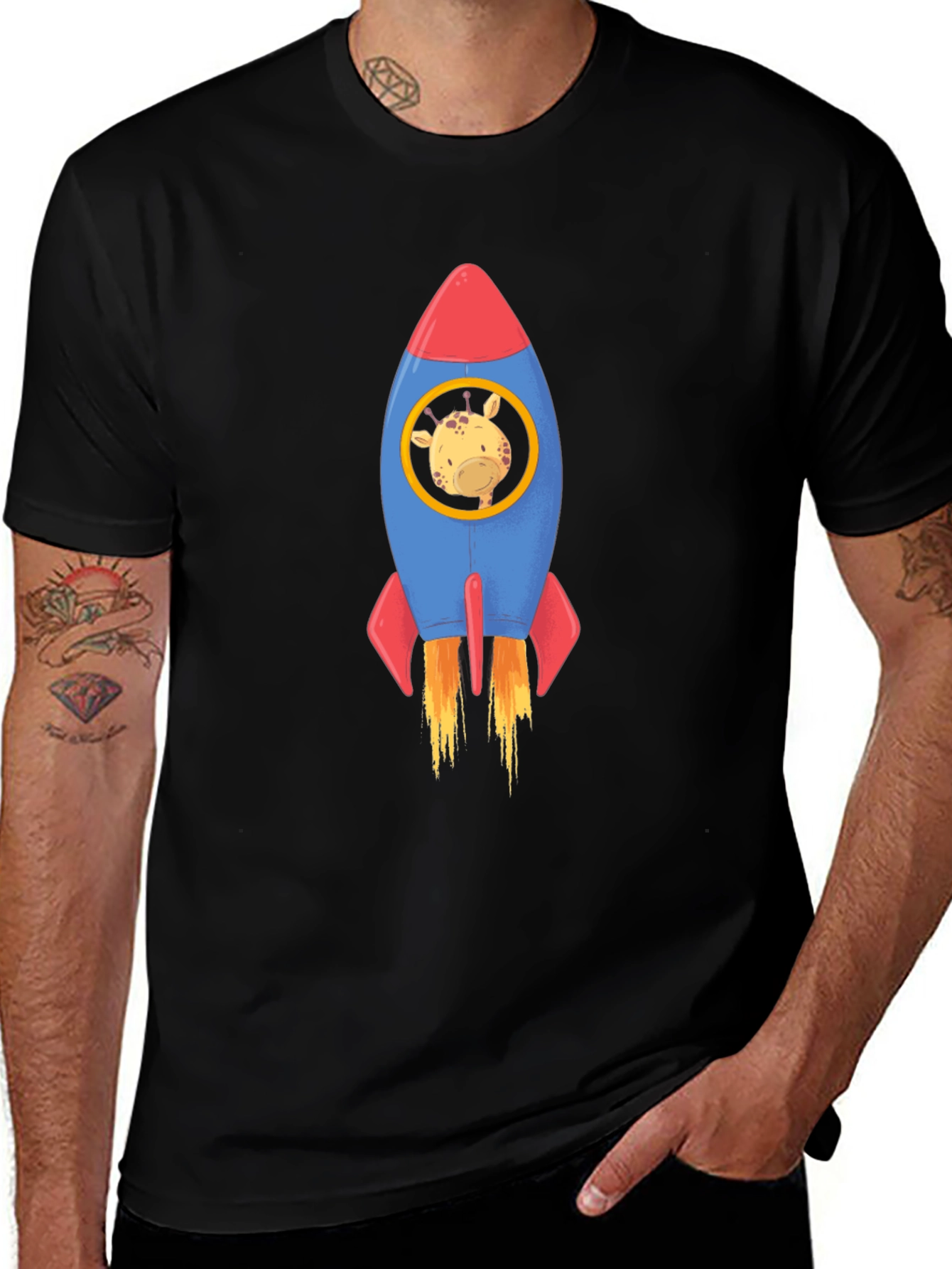 Variant 19 of Giraffe Rocket T-Shirt - Out of This World!