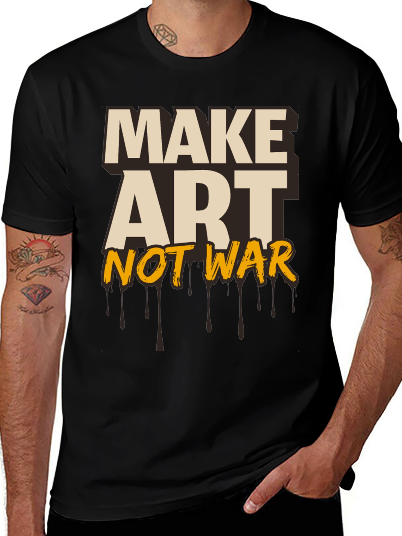 Variant 18 of Make Art Not War Graphic Tee - Black