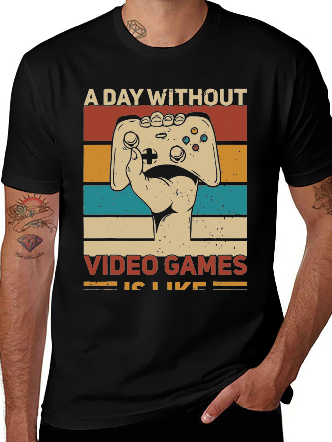 Variant 11 of Retro Gamer T-Shirt - A Day Without Video Games