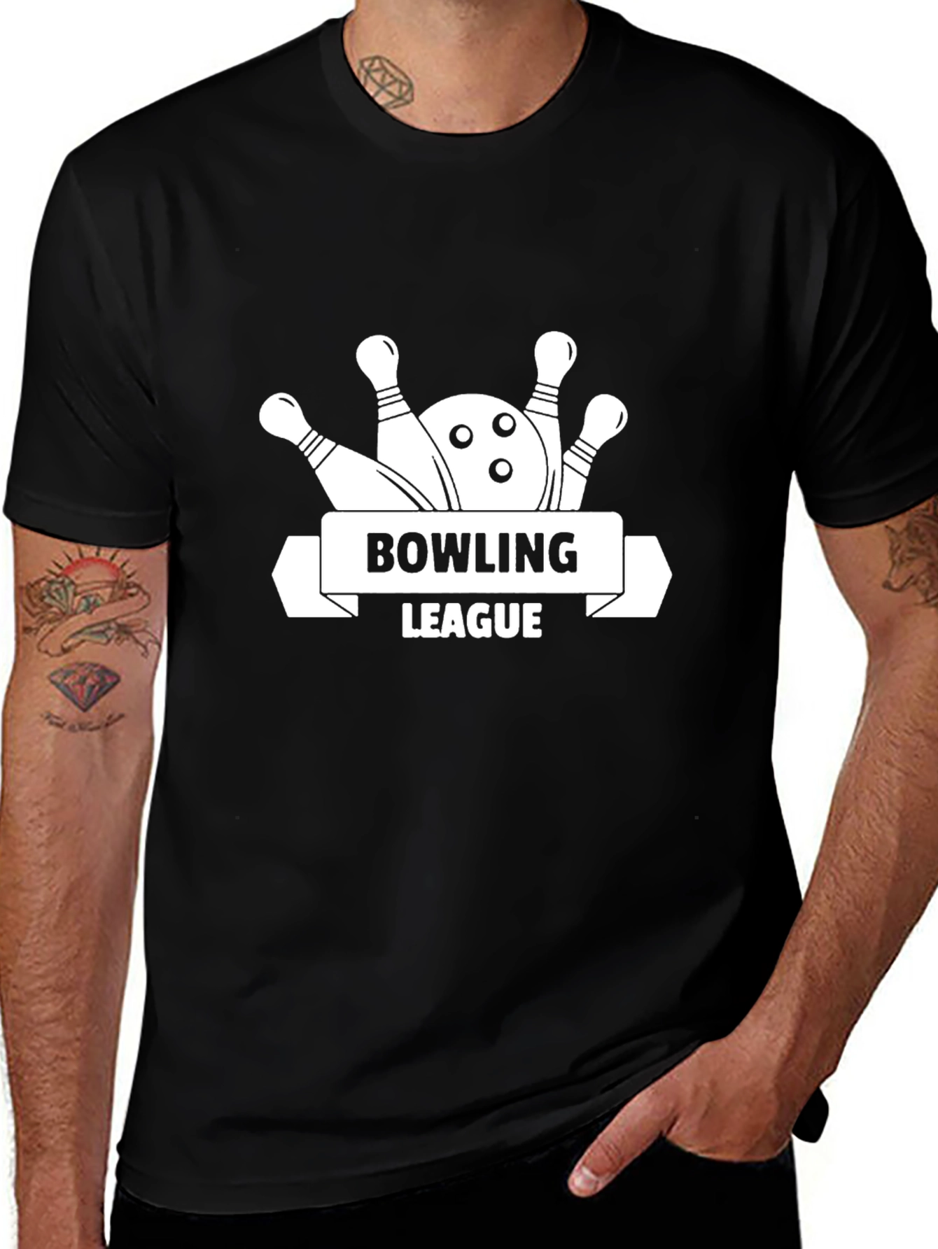 Variant 28 of Bowling League Black T-Shirt