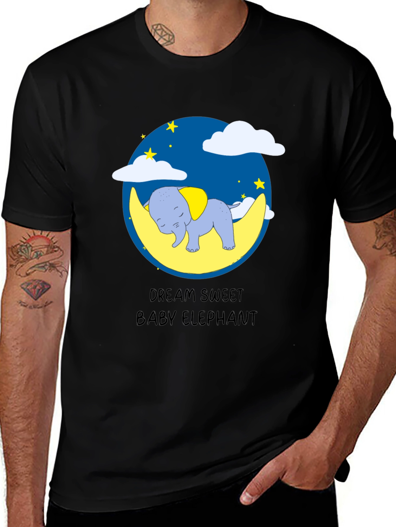 Variant 30 of Dream Sweet Baby Elephant Black T-Shirt