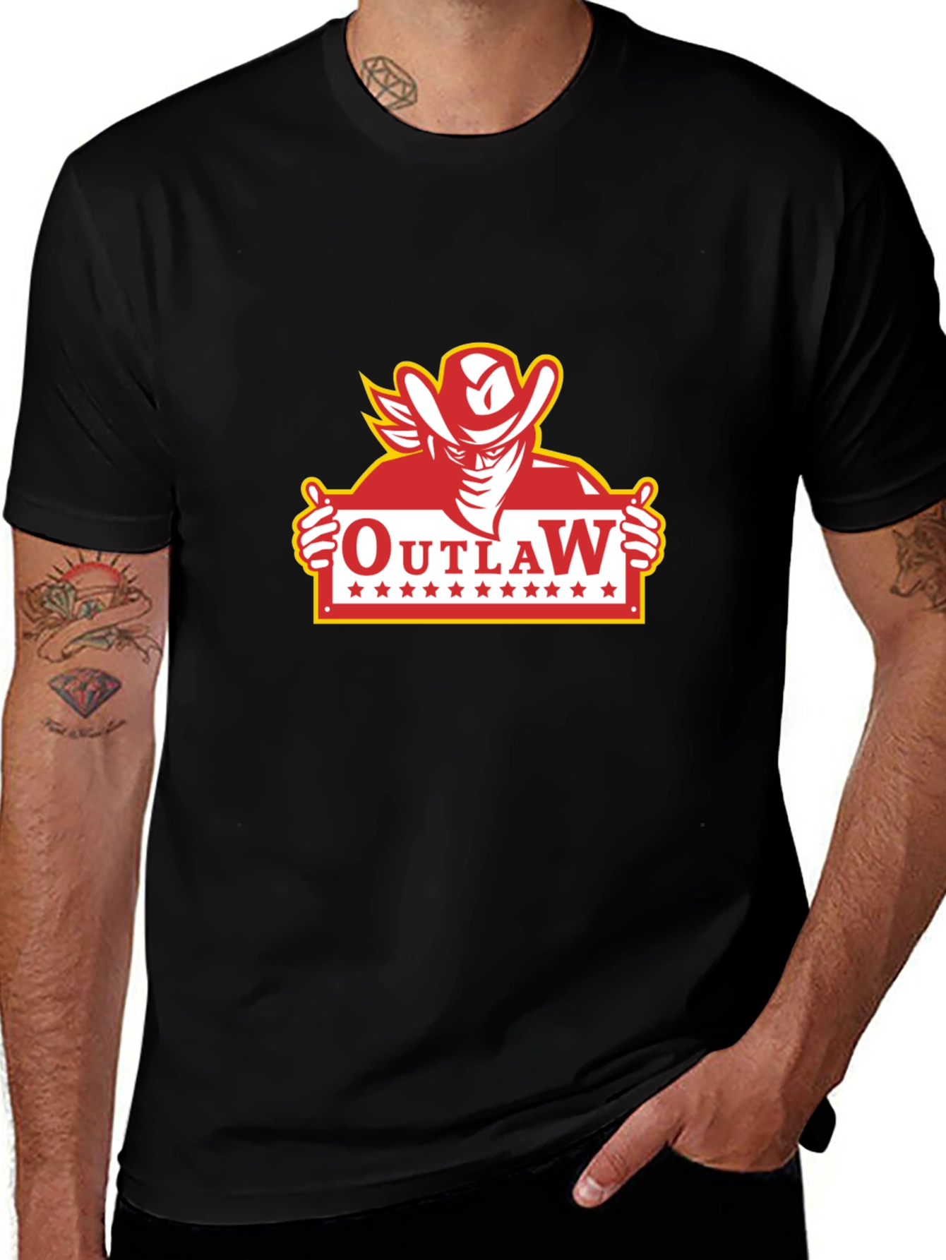 Variant 14 of Outlaw Cowboy Graphic T-Shirt - Classic Western Style