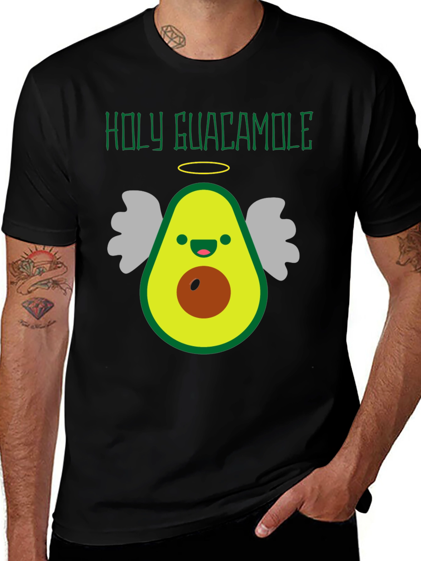 Variant 27 of Holy Guacamole Funny Avocado Angel Graphic Tee