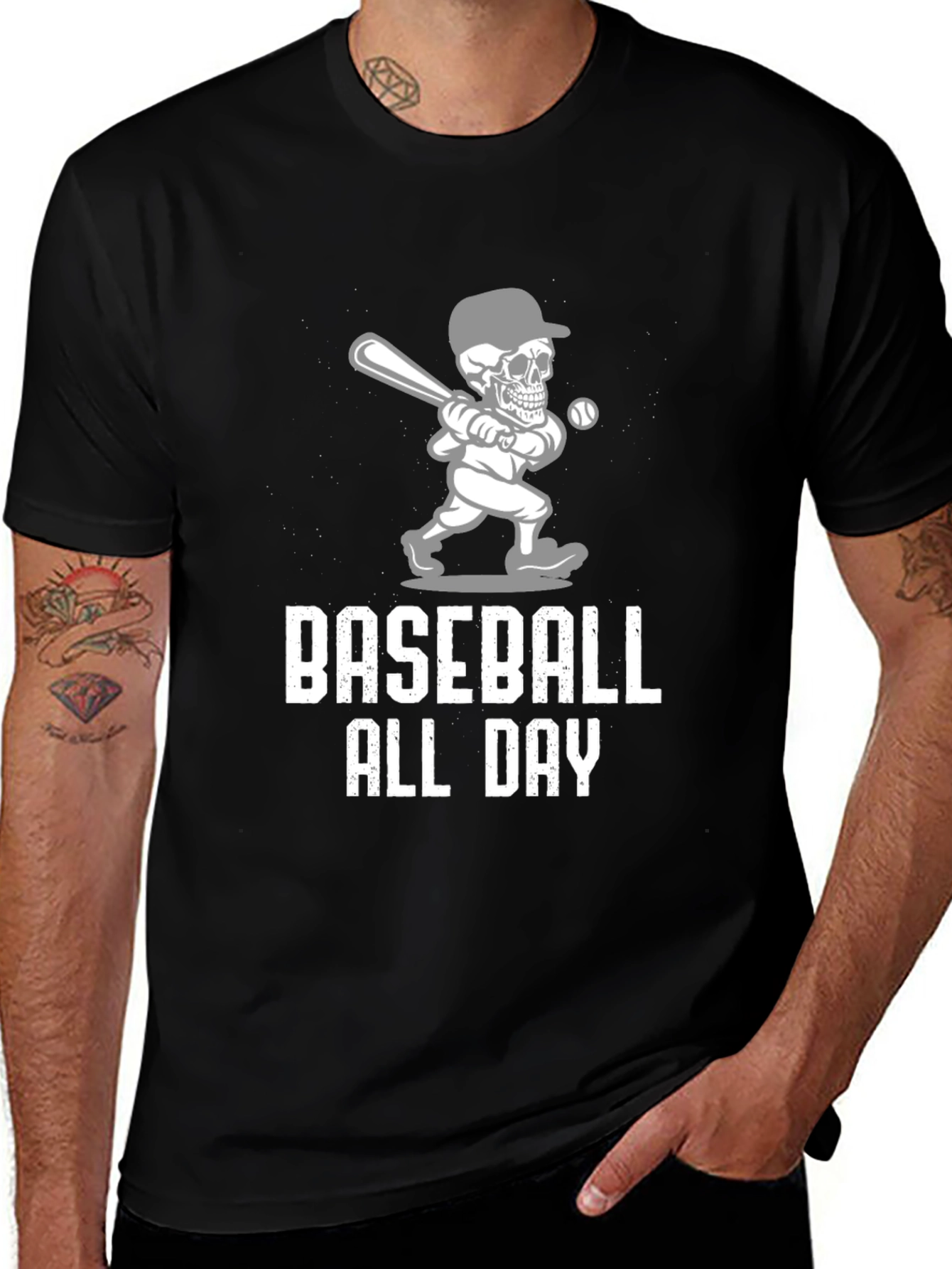 Variant 24 of Baseball All Day Graphic Tee - Men's Black T-Shirt