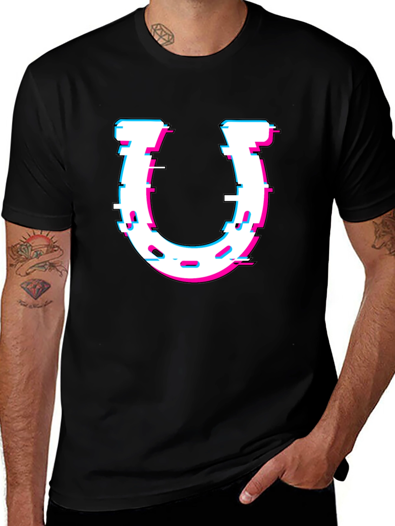 Variant 9 of Glitch Horseshoe Graphic T-Shirt