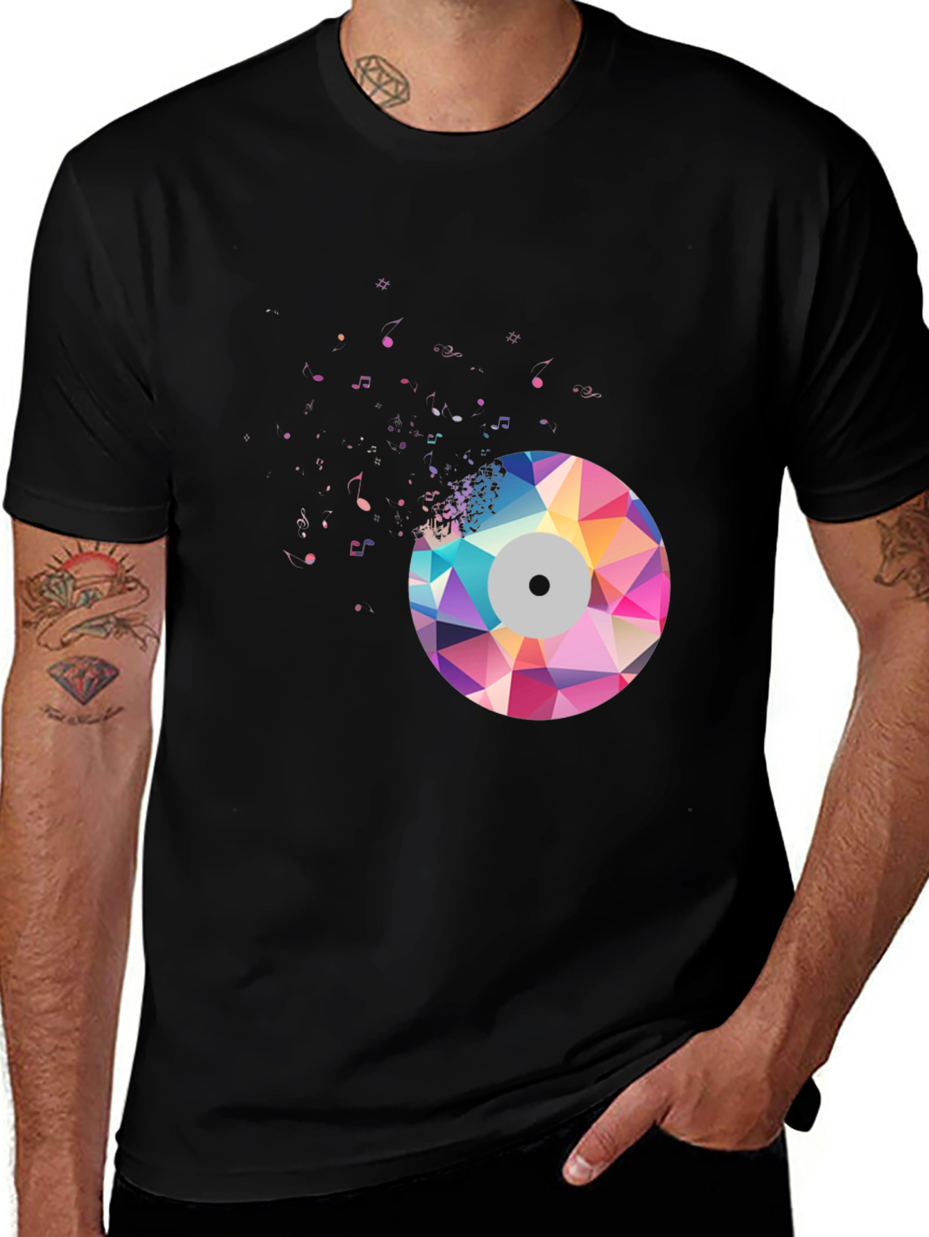 Variant 26 of Colorful Geometric Vinyl Record Music Graphic Tee