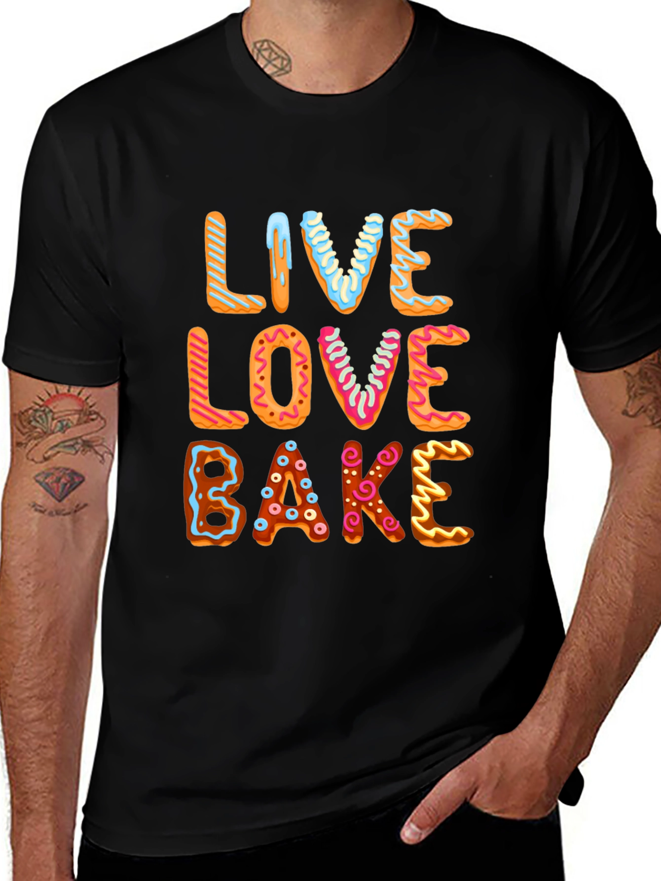 Live Love Bake T-Shirt: Sweet Treat Design