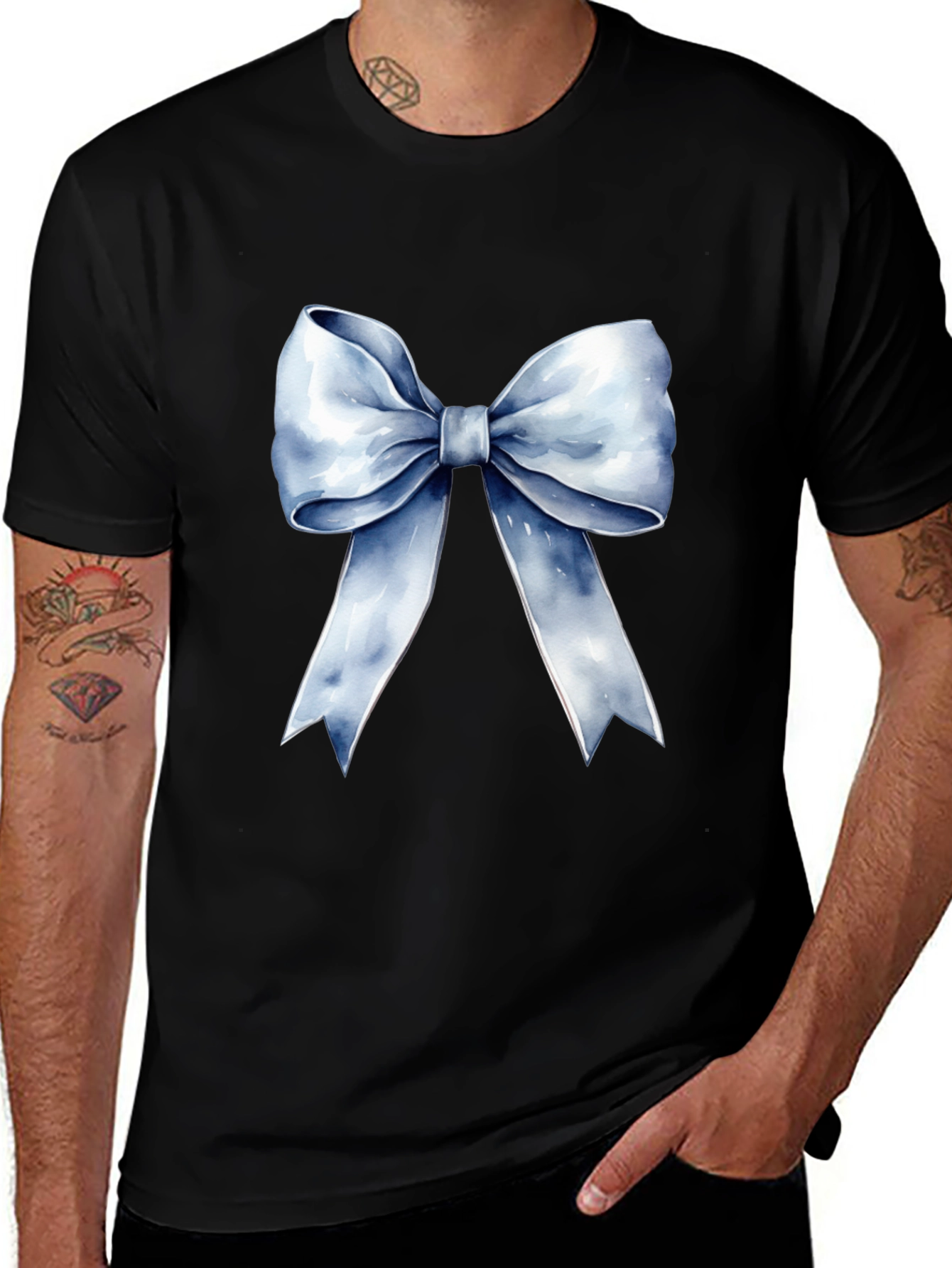 Variant 2 of Bow Graphic Tee - Stylish Black Cotton T-Shirt