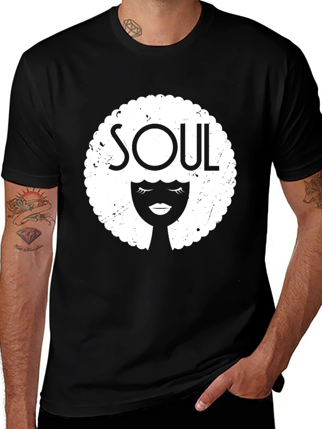 Afro Soul Graphic Tee - Stylish Black T-Shirt