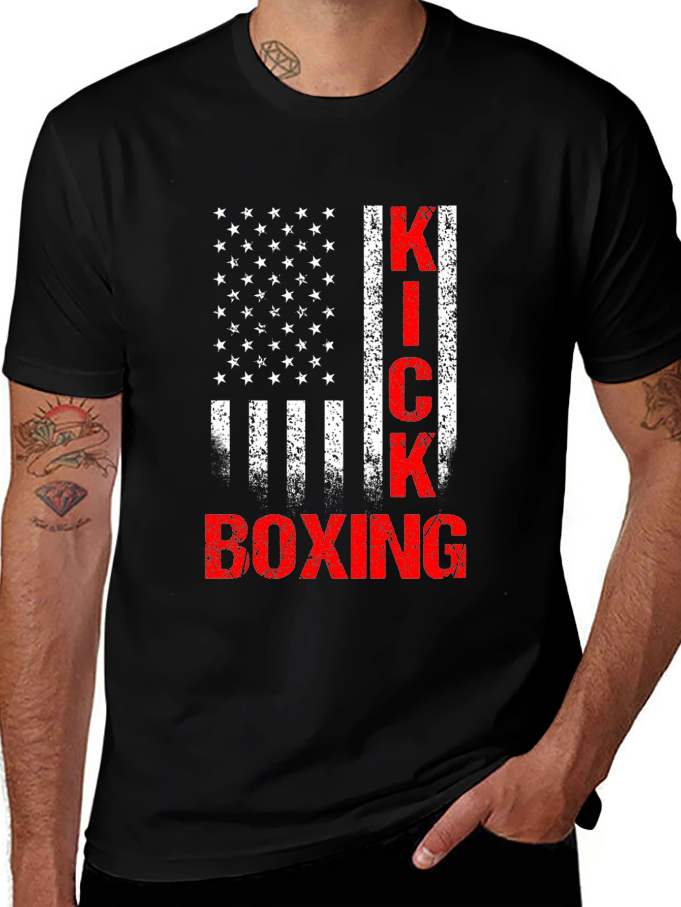 Variant 19 of Kickboxing American Flag Graphic T-Shirt